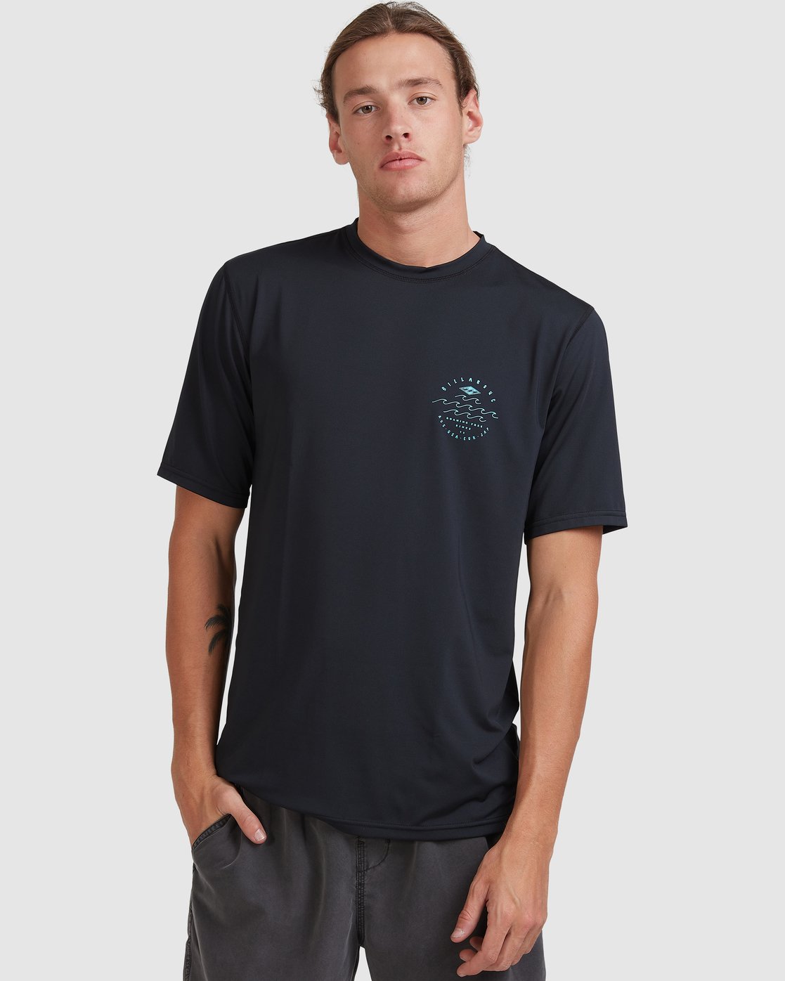 Billabong Wavey Davey Loose Fit Short Sleeve Rash Vest BLACK