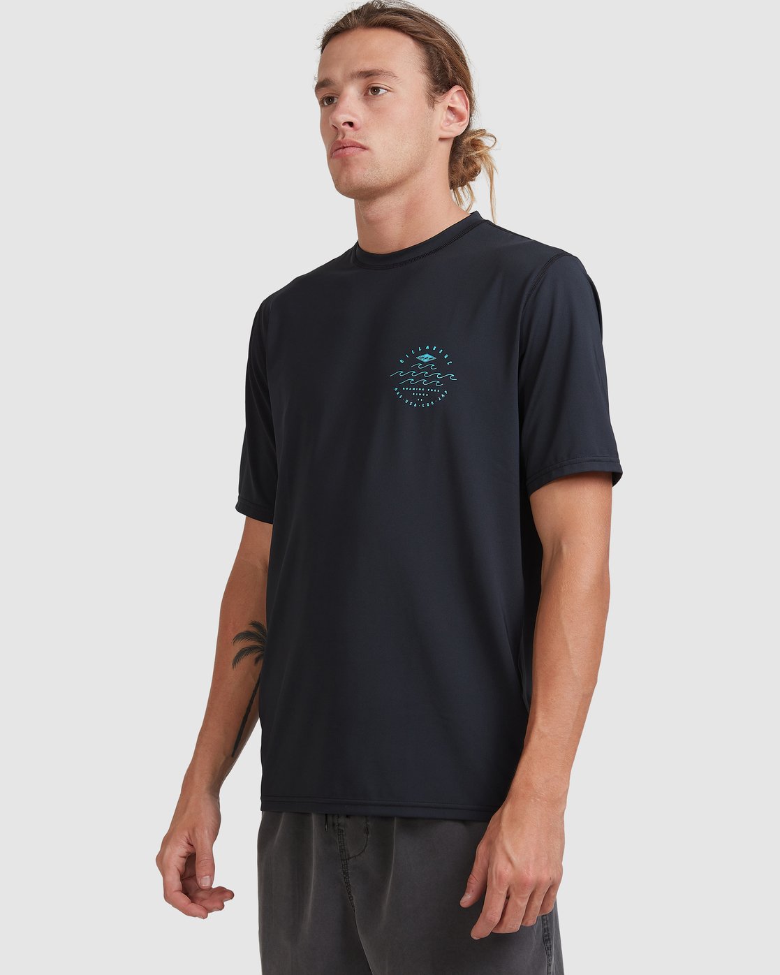 Billabong Wavey Davey Loose Fit Short Sleeve Rash Vest BLACK