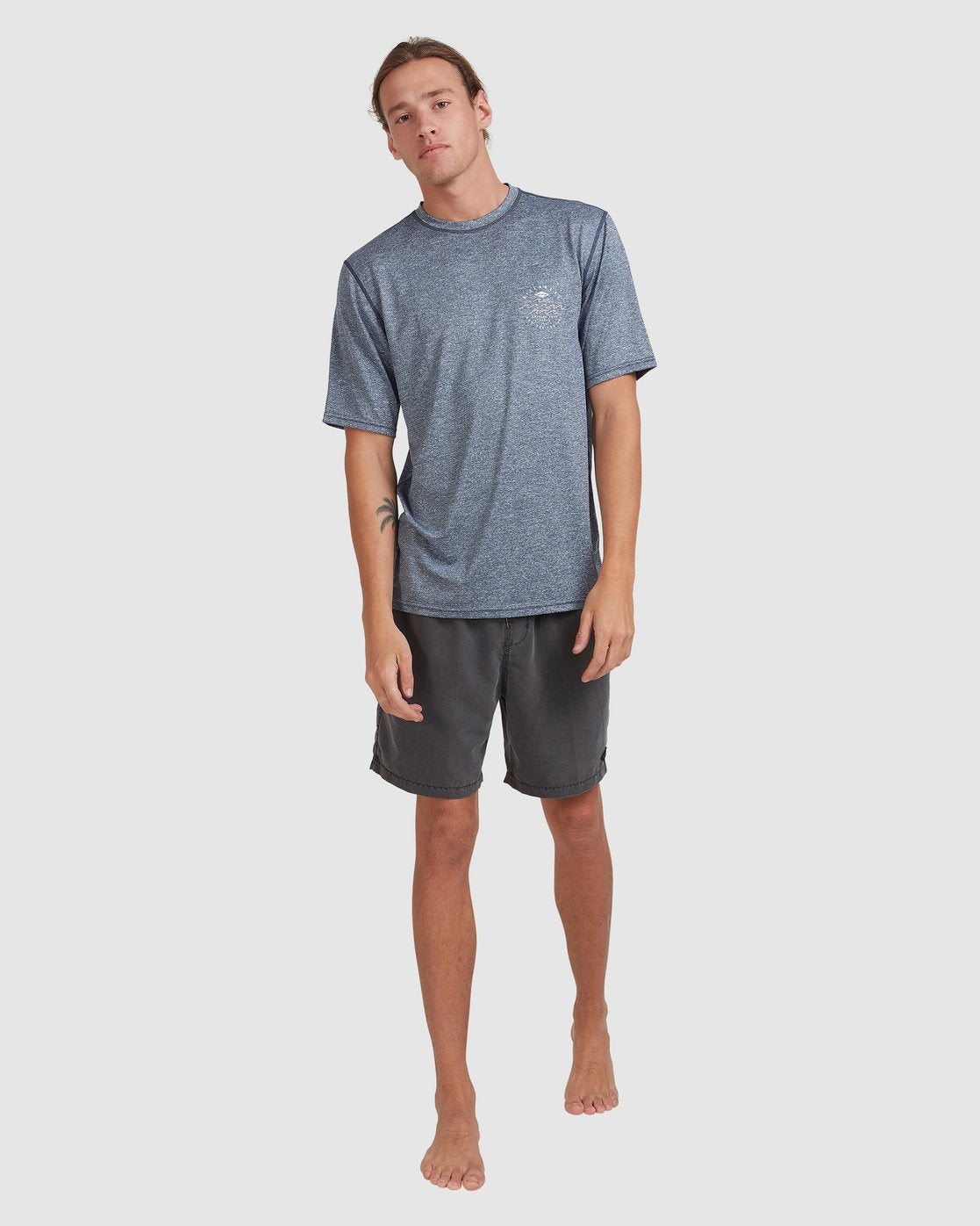 Billabong Wavey Davey Loose Fit Short Sleeve Rash Vest NAVY HEATHER