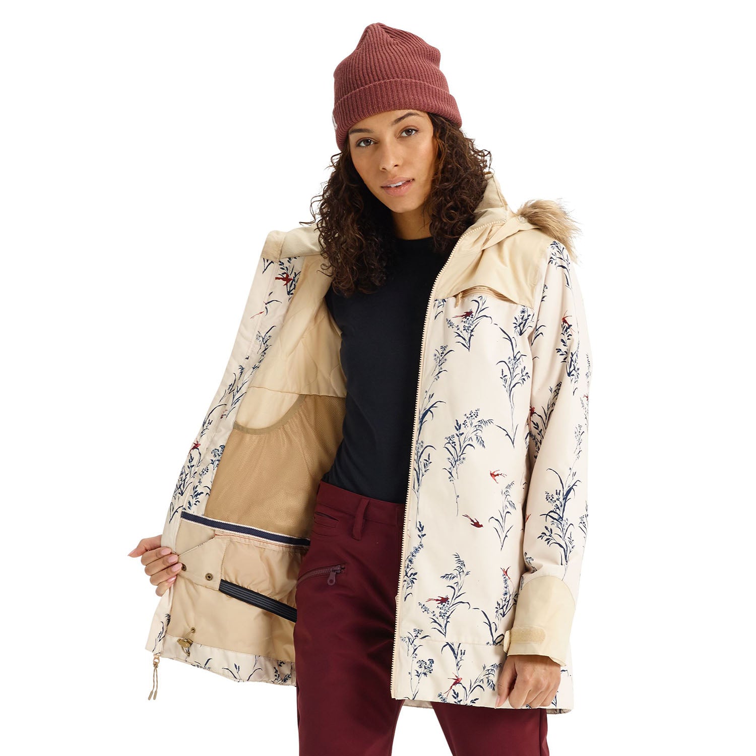 Burton Lelah Snowboard Jacket 2019 Canvas Birds Pebble