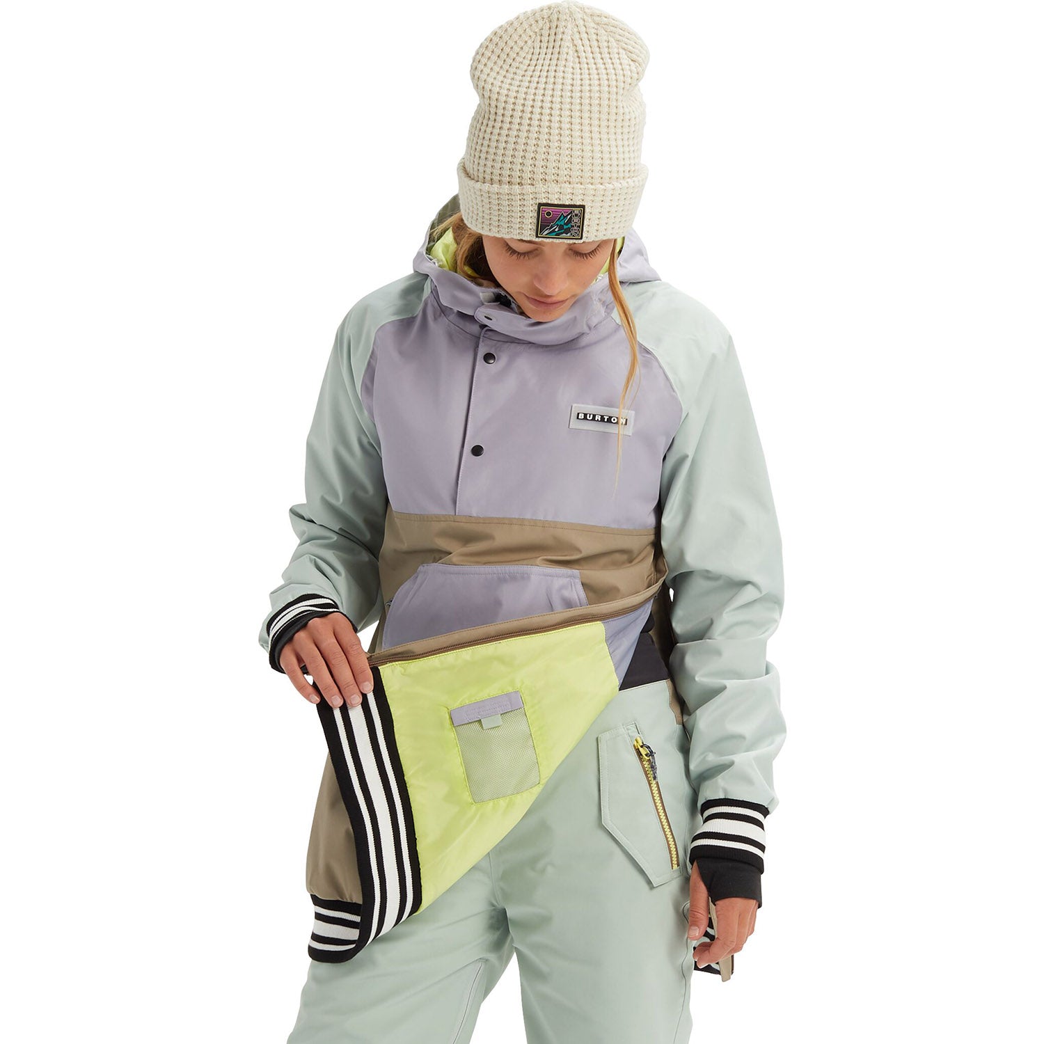 Burton Loyle Anorak Snowboard Jacket 2020 Aqua Gray / Lilac Gray / Timber Wolf / Sunny Lime 3