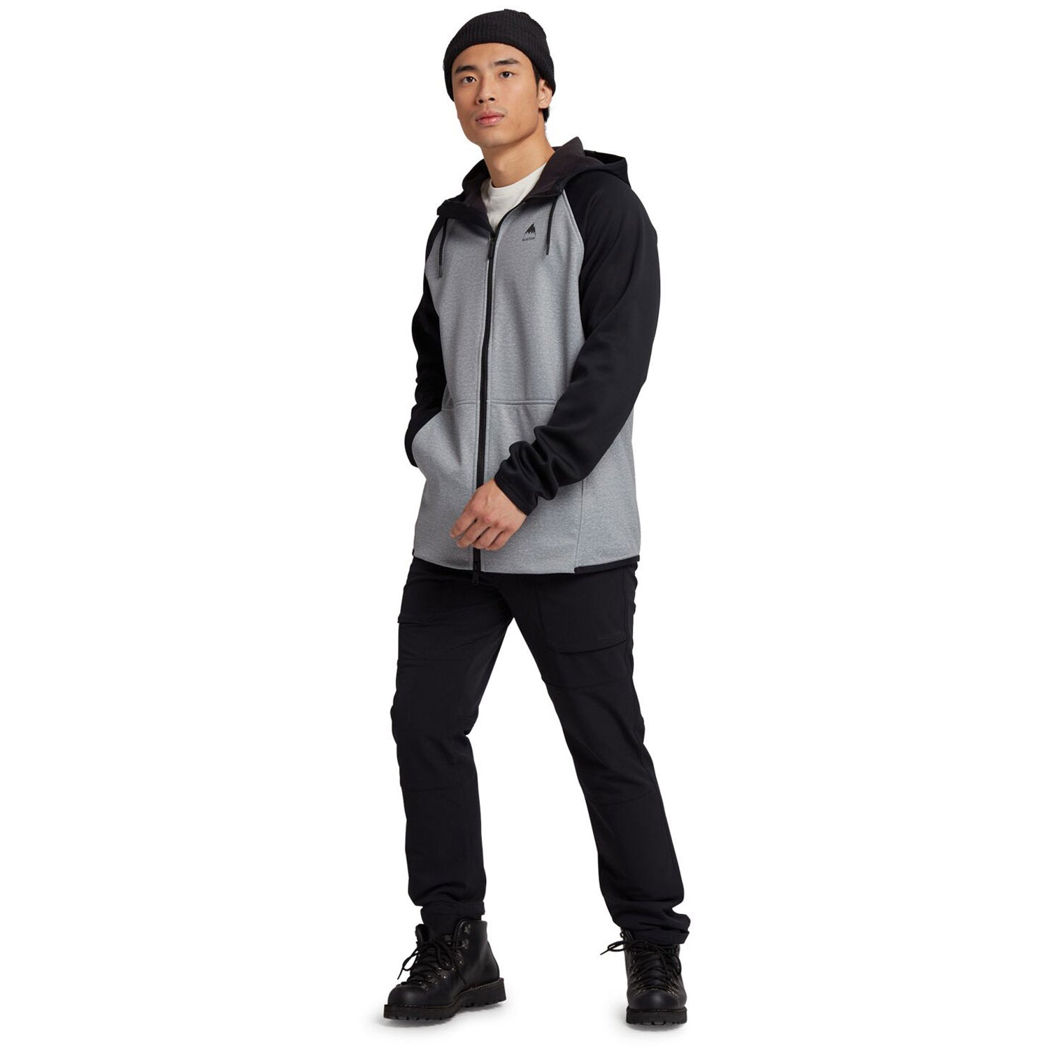 Burton Men's Crown Weatherproof Full-Zip Fleece 2021 Gray Heather / True Black