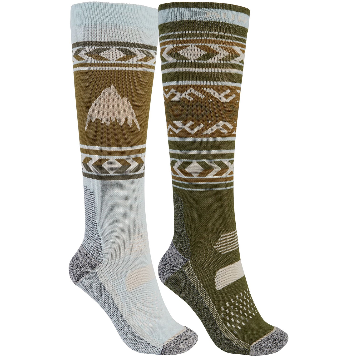 Burton Performance Lightweight Womens Snowboard Sock 2-Pack 2021 Martini Olive / Ether Blue