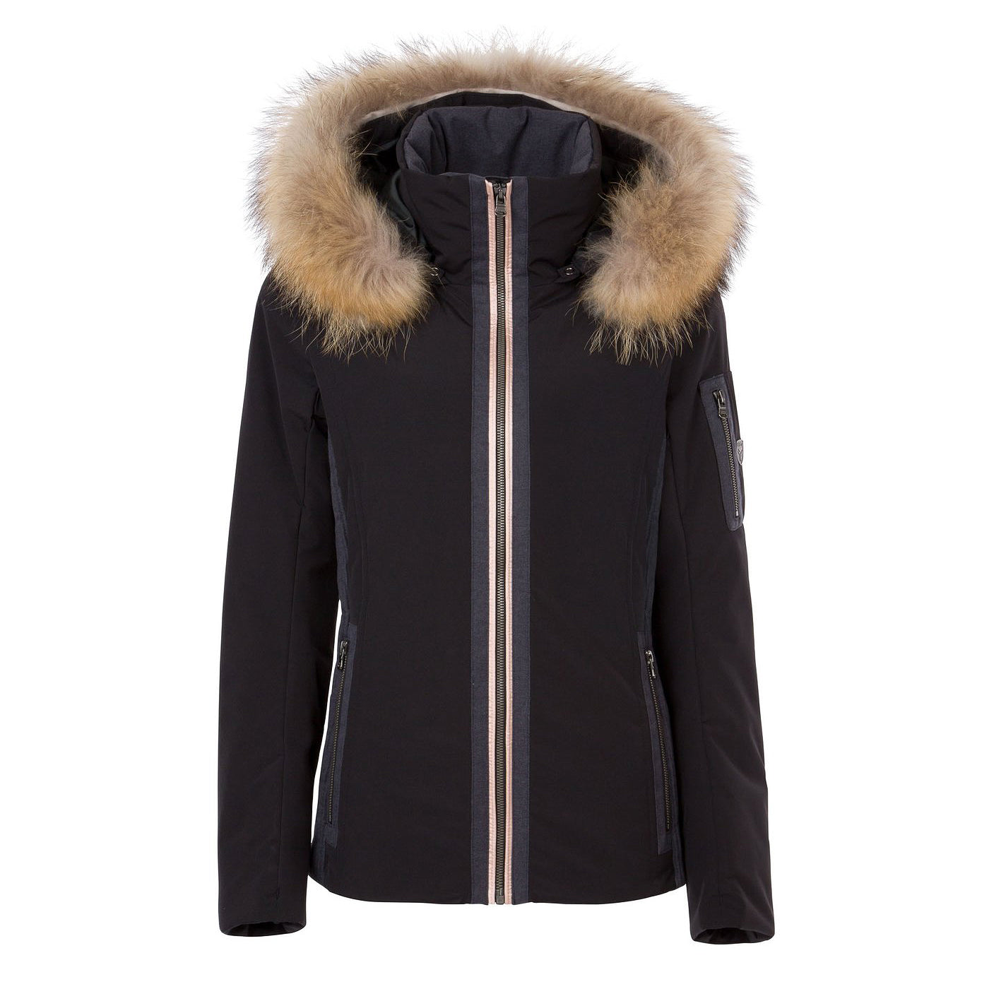 Fera Danielle Faux Fur Ski Jacket 2019 Black Rose Gold Charcoal
