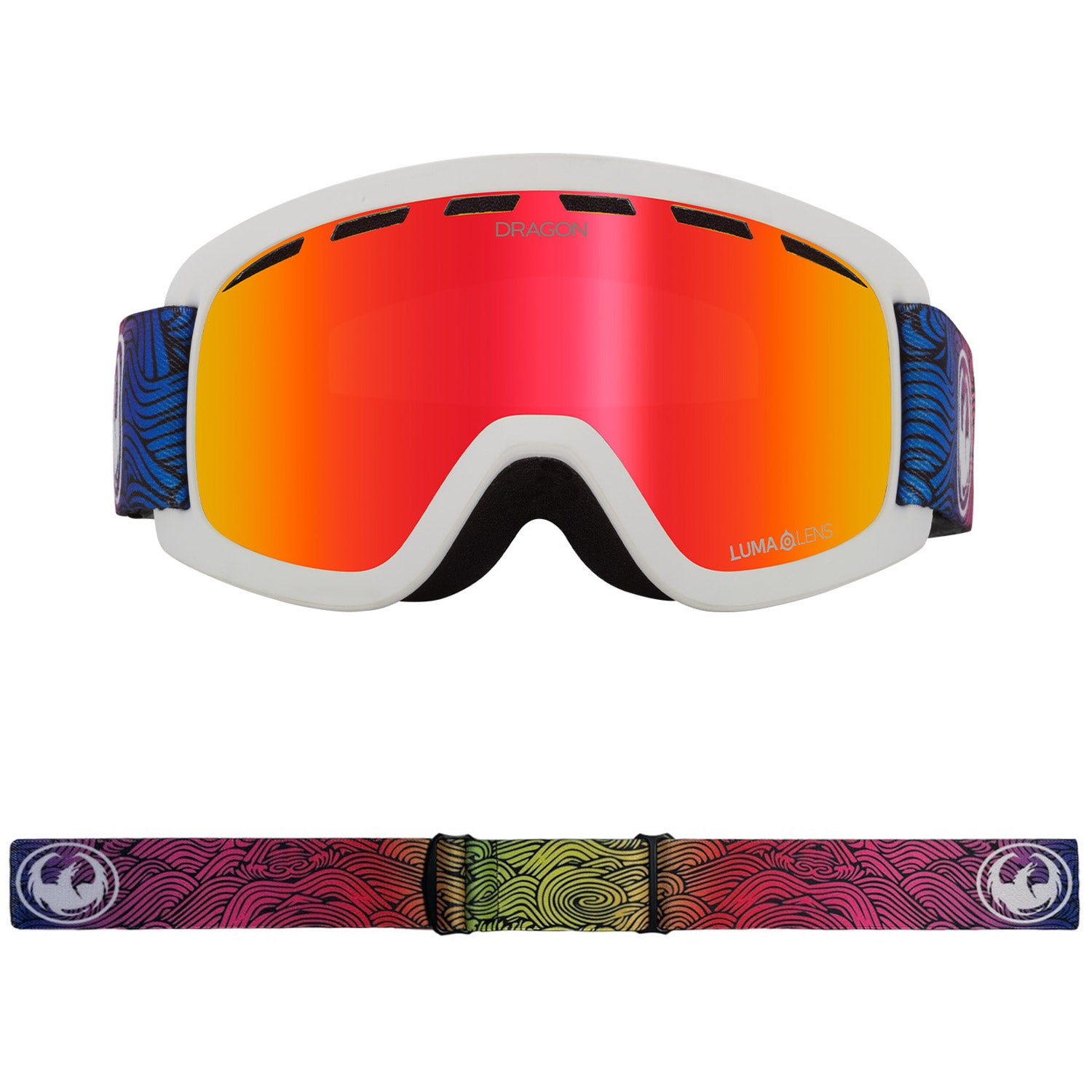 Dragon LIL D Asian Fit Snow Goggles 2023 Curly Lumalens Red Ion Lens