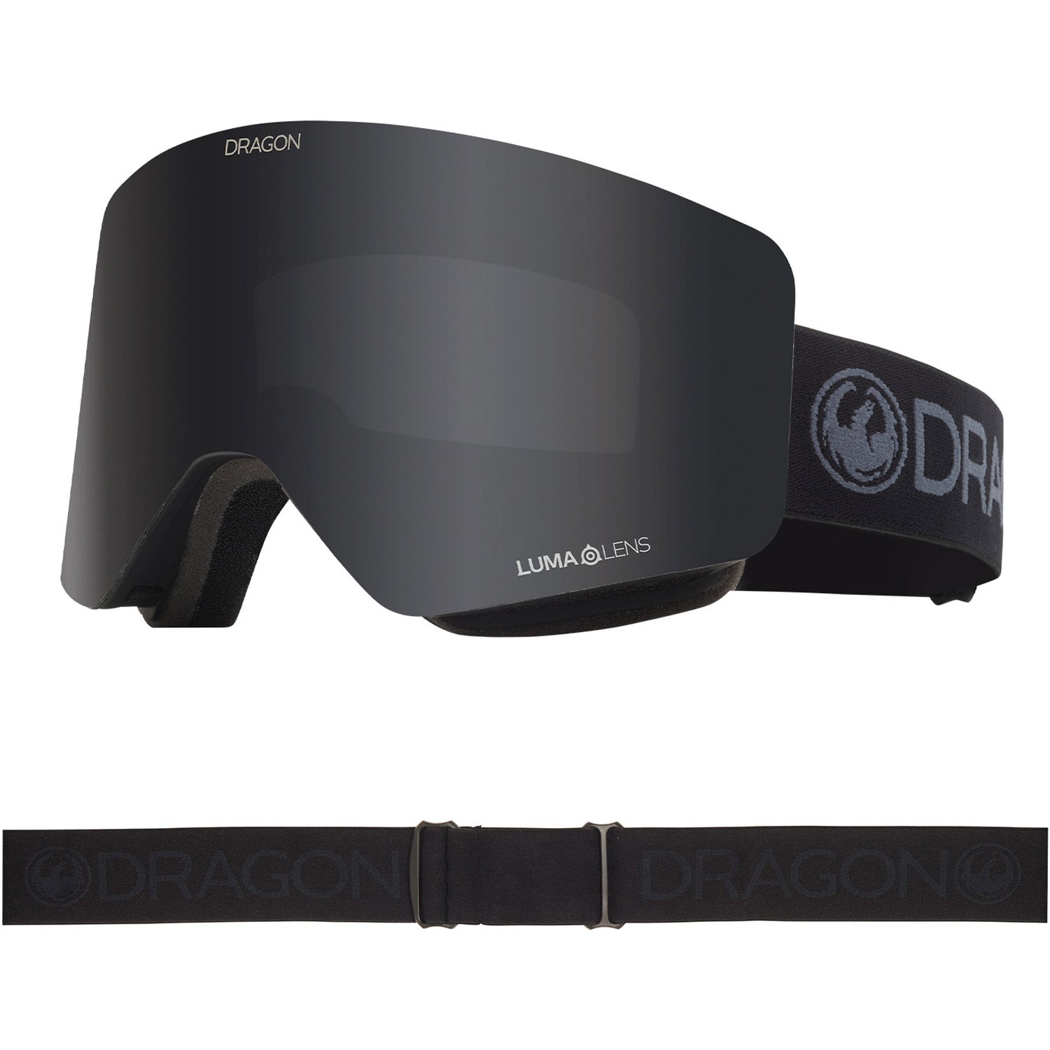 Dragon R1 OTG Snow Goggles 2023 Blackout Lumalens Dark Smoke Lens With Lumalens Amber Lens