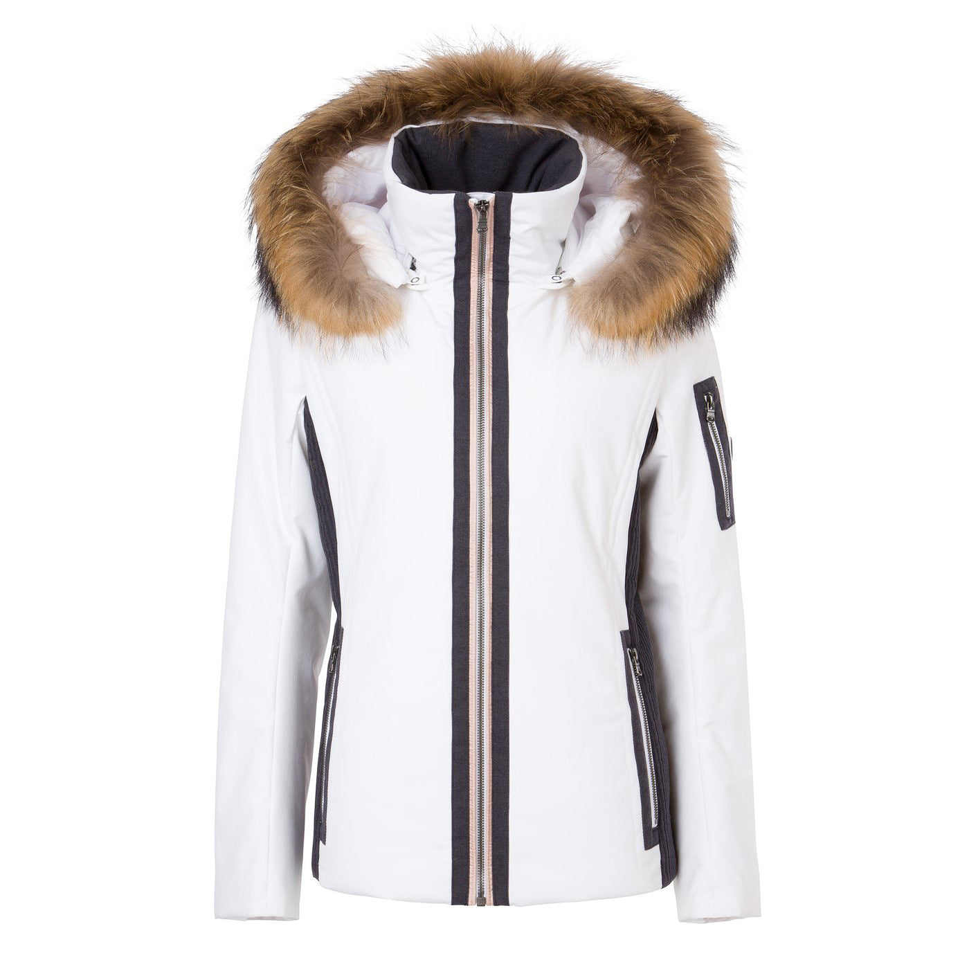 Danielle Faux Fur Ski Jacket 2019 White Cloud Rose Gold Charcoal