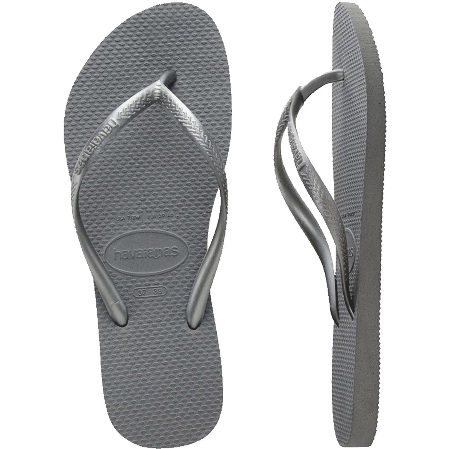 Slim Metallic Thongs Steel Grey