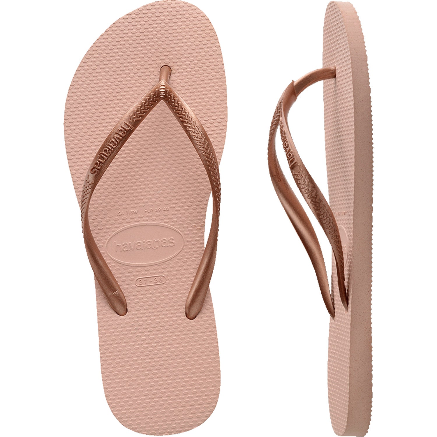 Slim Metallic Thongs Ballet Rose