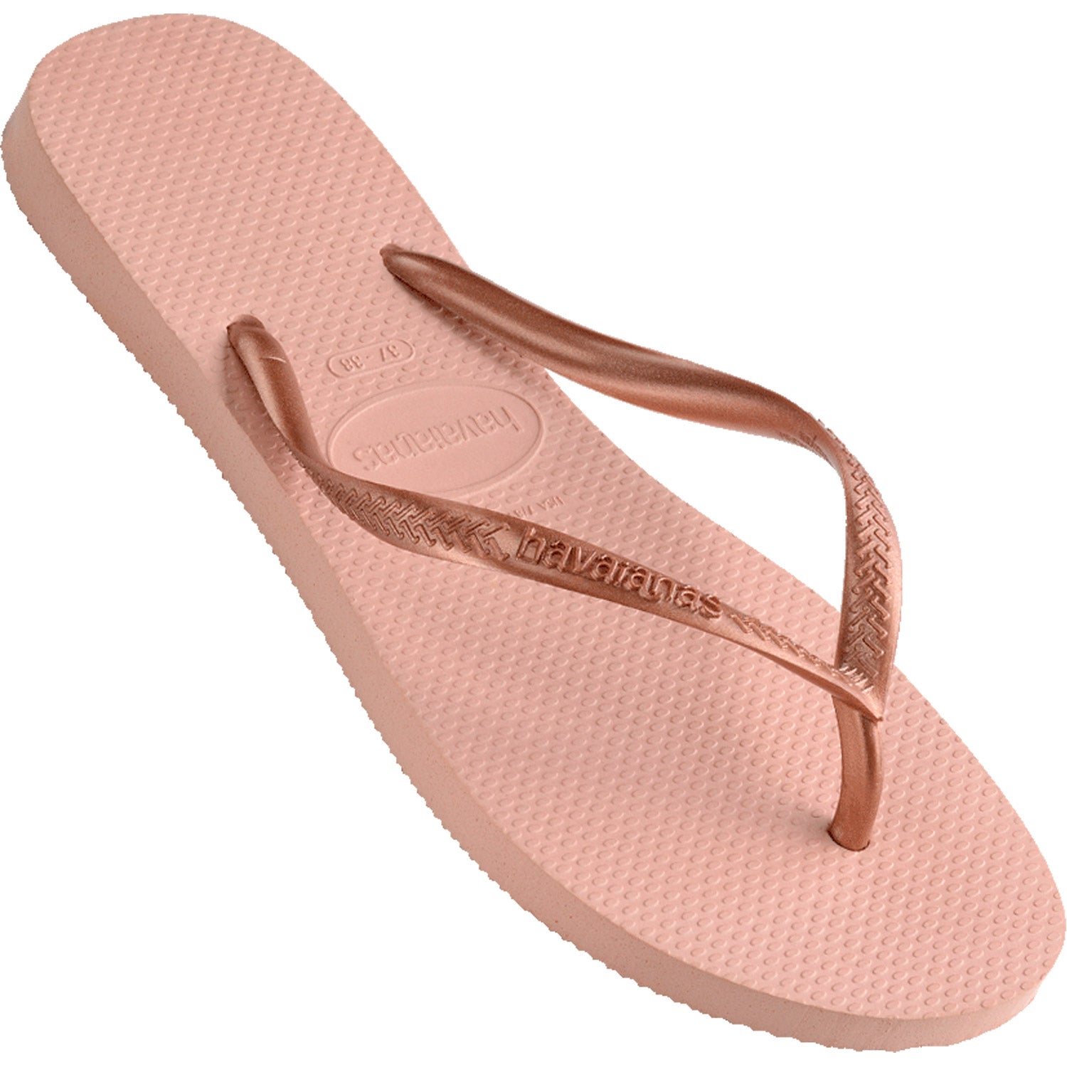 Slim Metallic Thongs Ballet Rose