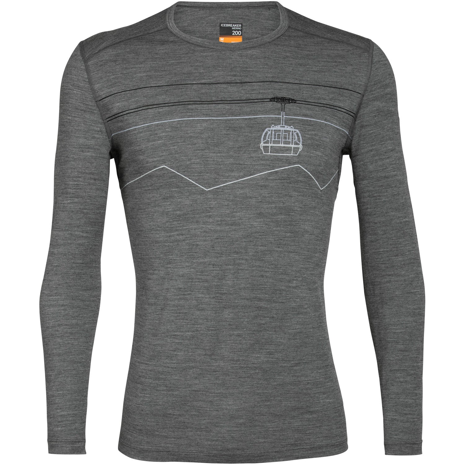 Mens 200 Oasis Peak to Peak Lift Long Sleeve Crewe Thermal Top Gritstone Heather