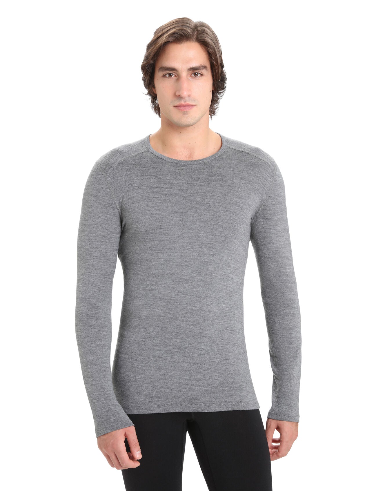 Ice Breaker Mens Tech Longsleeve Crewe Thermal Top Grey Heather