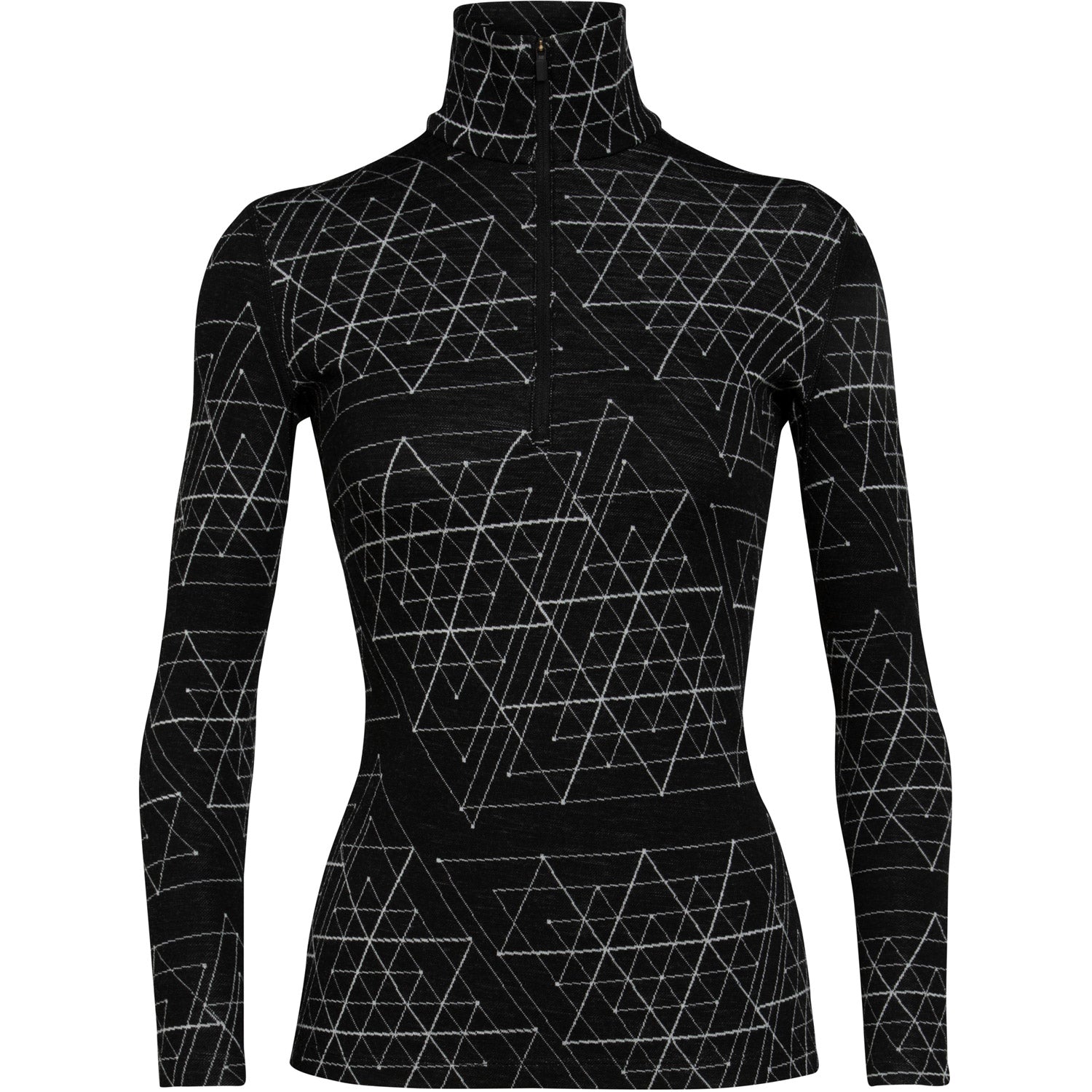 Icebreaker Womens 250 Vertex Long Sleeve Half Zip Thermal Top Ice Structure Black