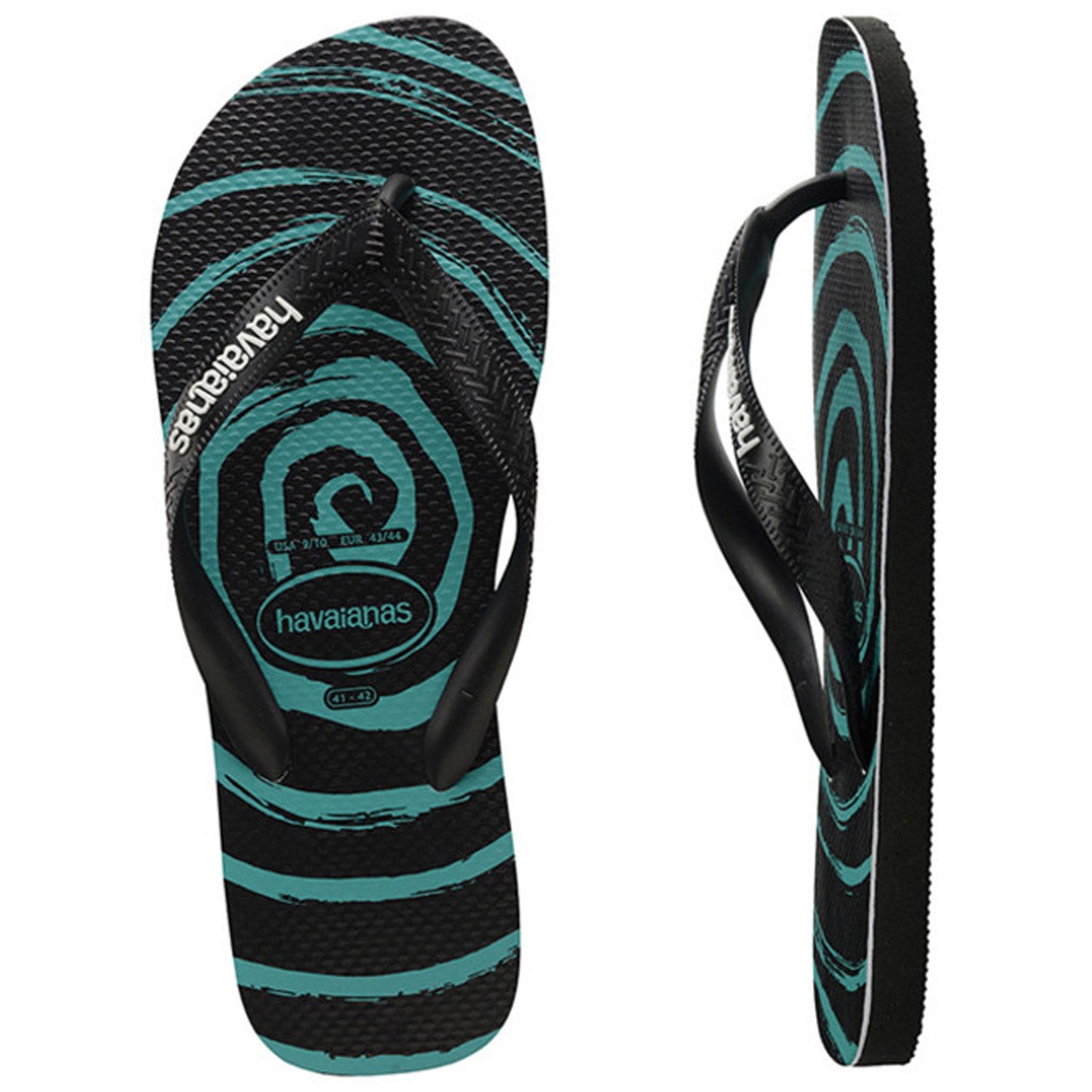 Kids Top Print Whirl Thongs Black Black