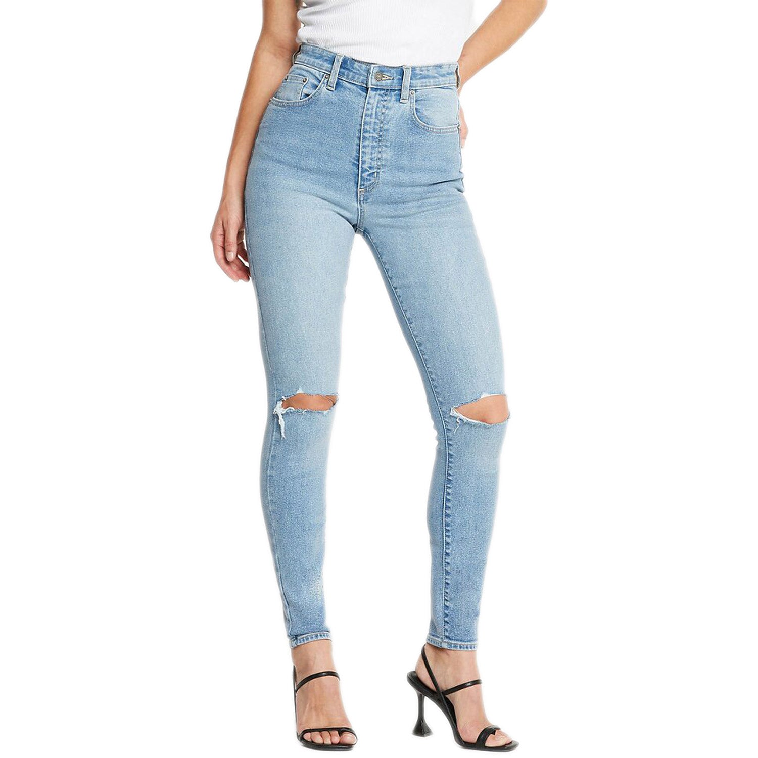 High Licks Crop Blue Spark Denim Pant