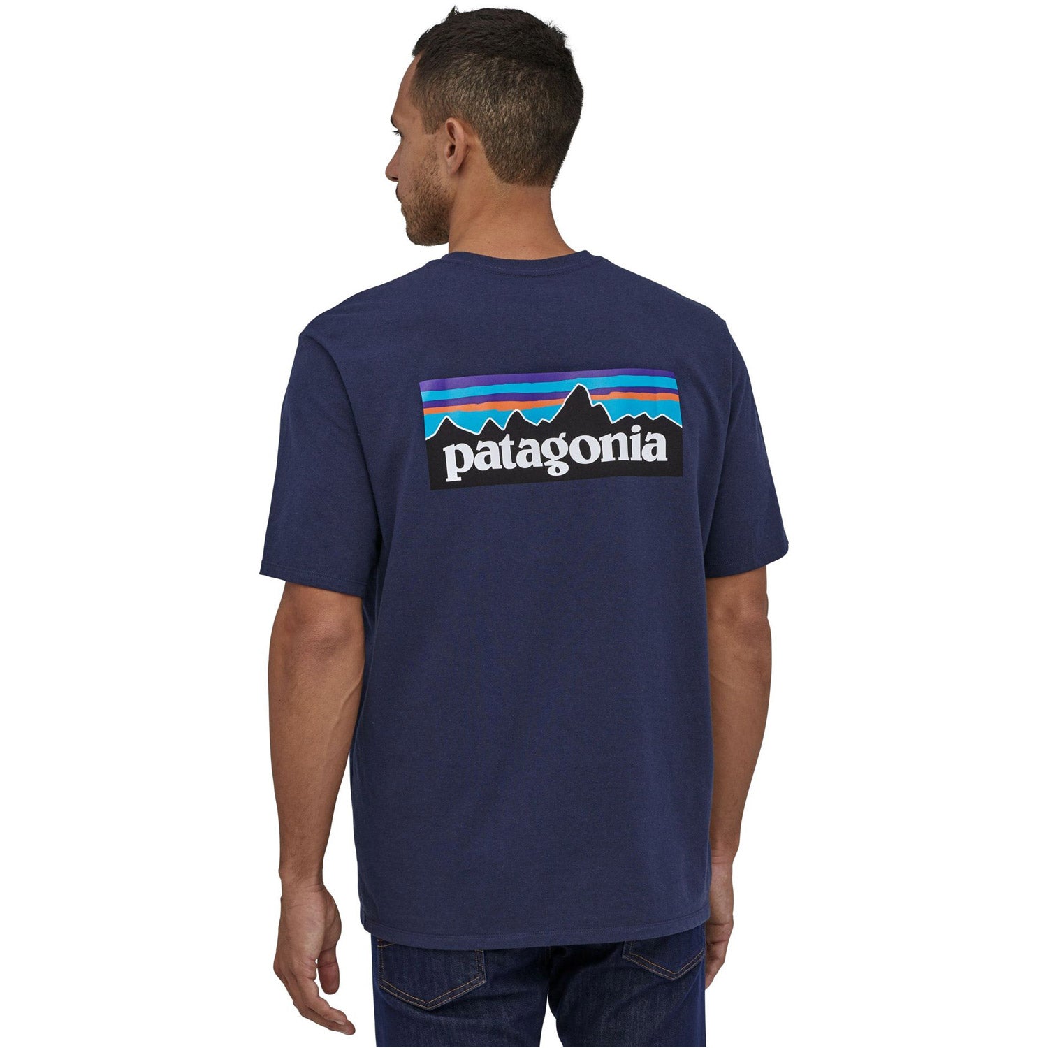 Patagonia Mens P-6 Logo Responsibili-Tee Classic Navy