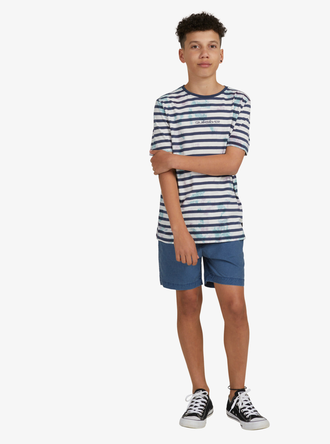 Quiksilver Boys 8-16 Frequency Stripe T-Shirt Insignia blue