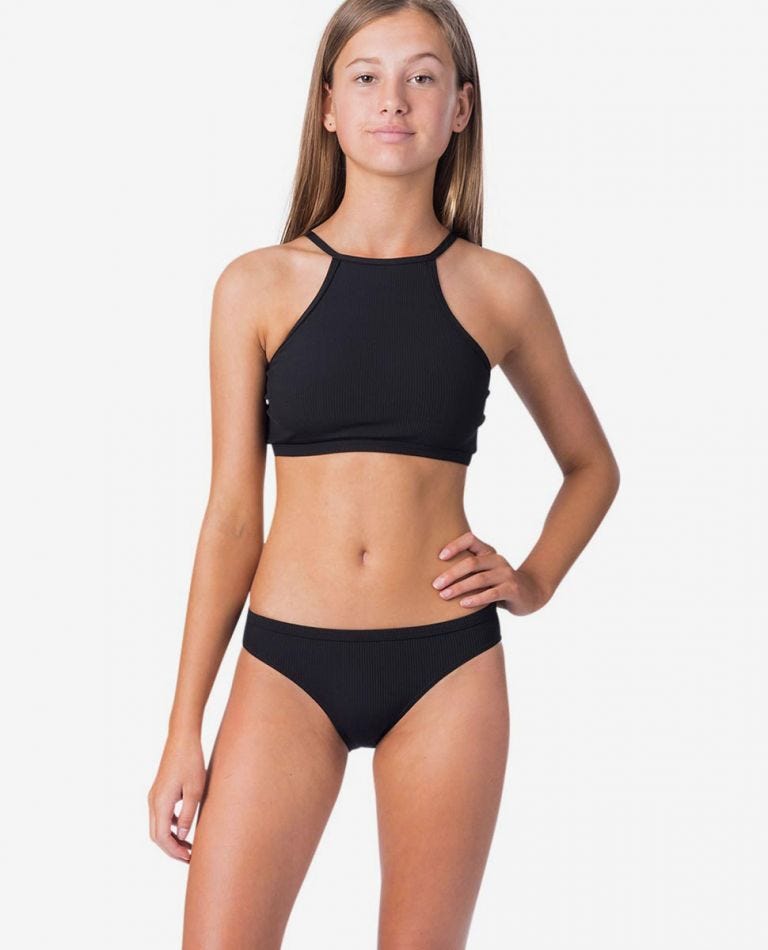 Rip Curl Girl Luxe Rib Bikini Set (8 - 16 years) Black