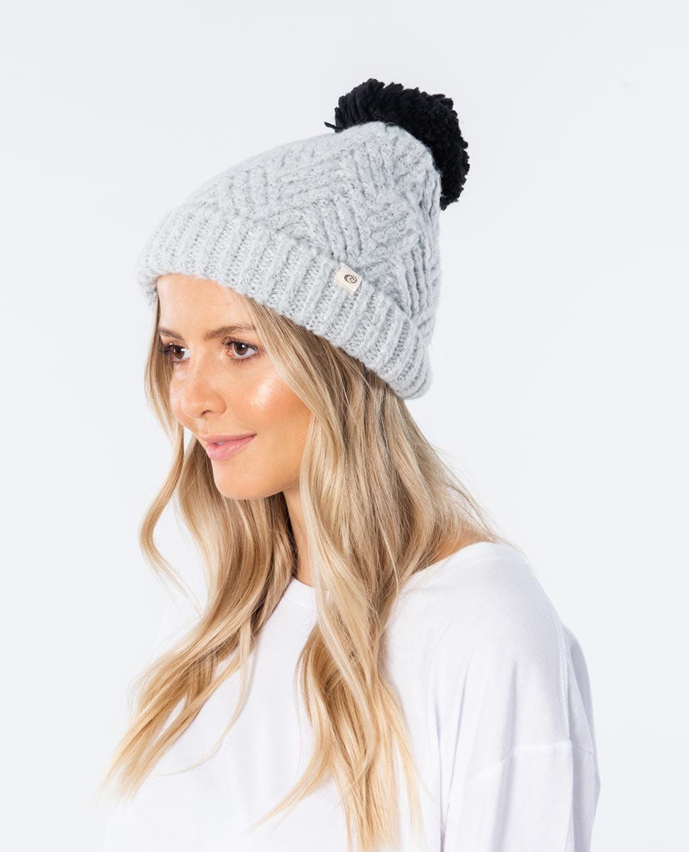 Rip Curl Groundswell Pom Pom Beanie Light grey heather