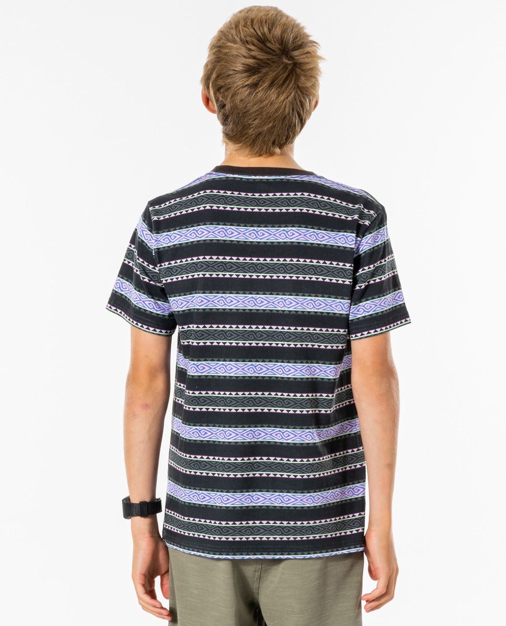 Rip Curl Melting Summer Stripe Tee - Boys (8-16 years) Washed black