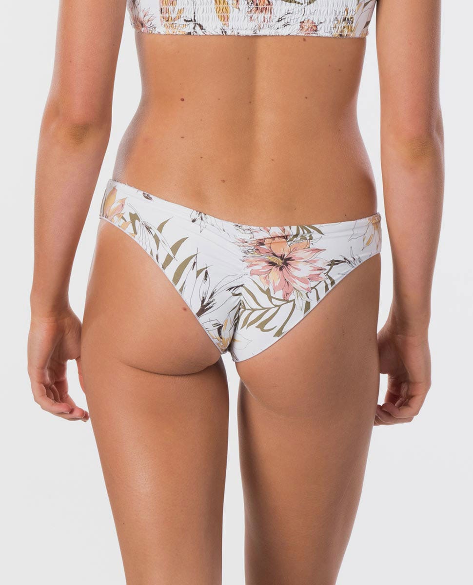 Rip Curl Playa Blanca Ruched Cheeky Coverage Bikini Pant White