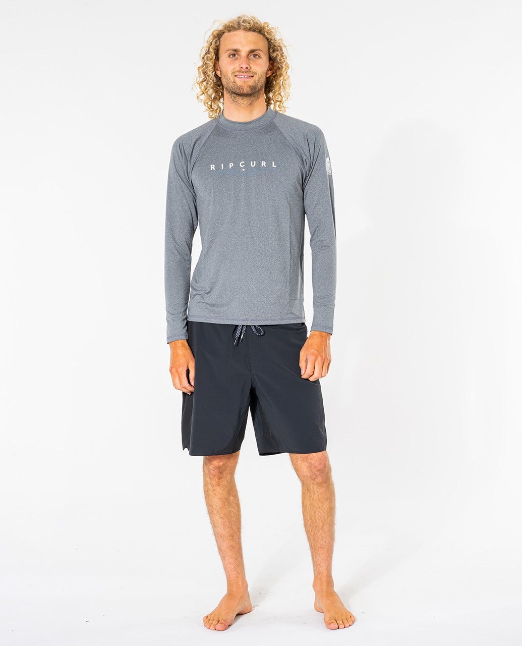 Rip Curl Shockwaves Long Sleeve UV Tee Grey Marle