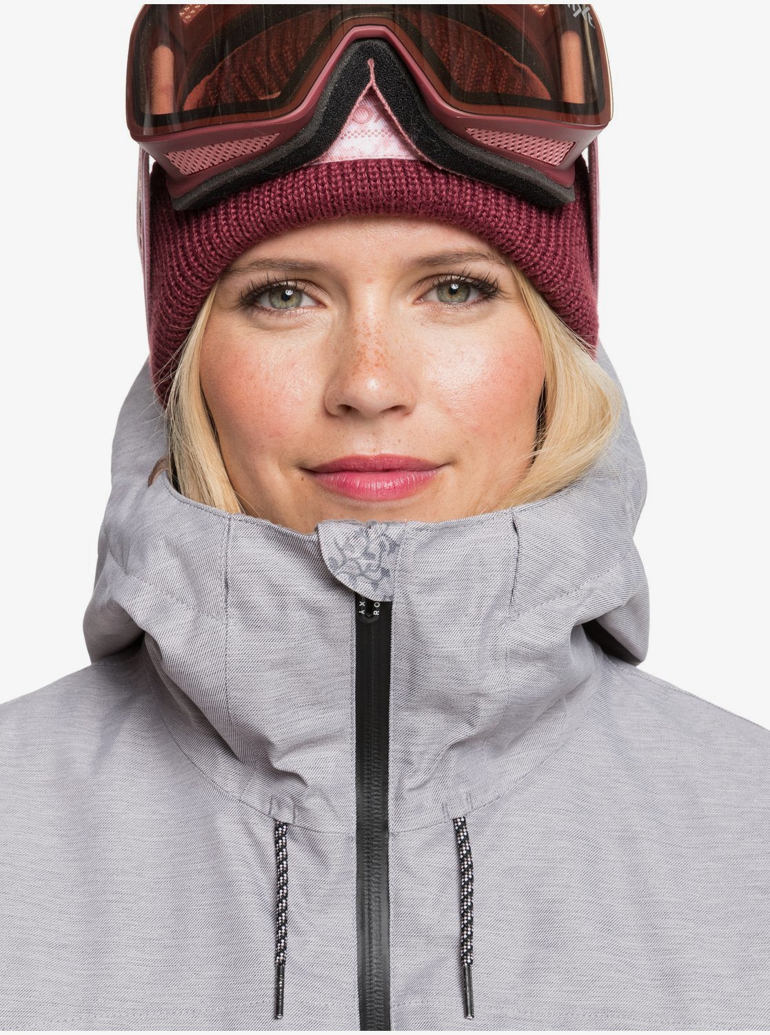 Roxy Womens Stated Parka Snow Jacket Heather grey blurry flowers