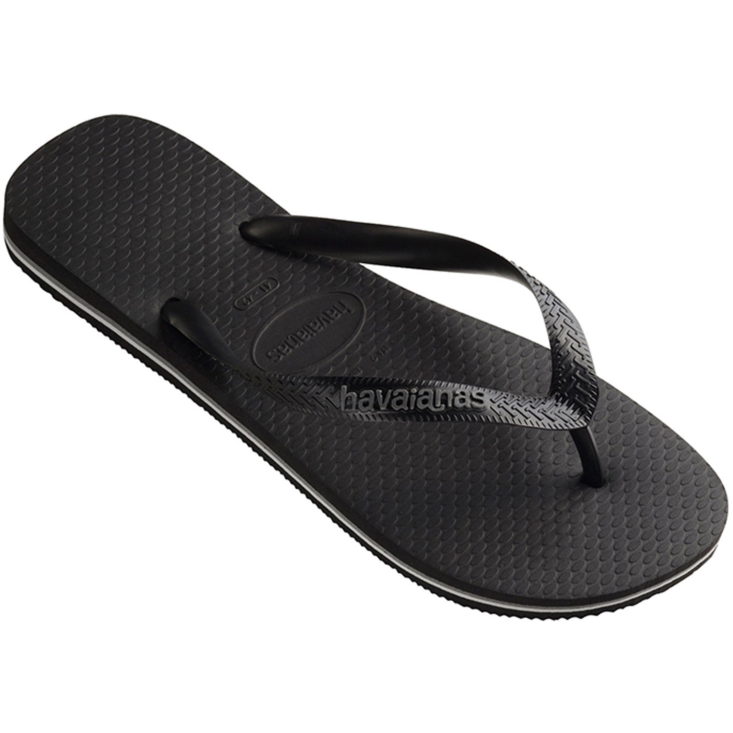 Rubber Logo Thongs Black Steel Grey