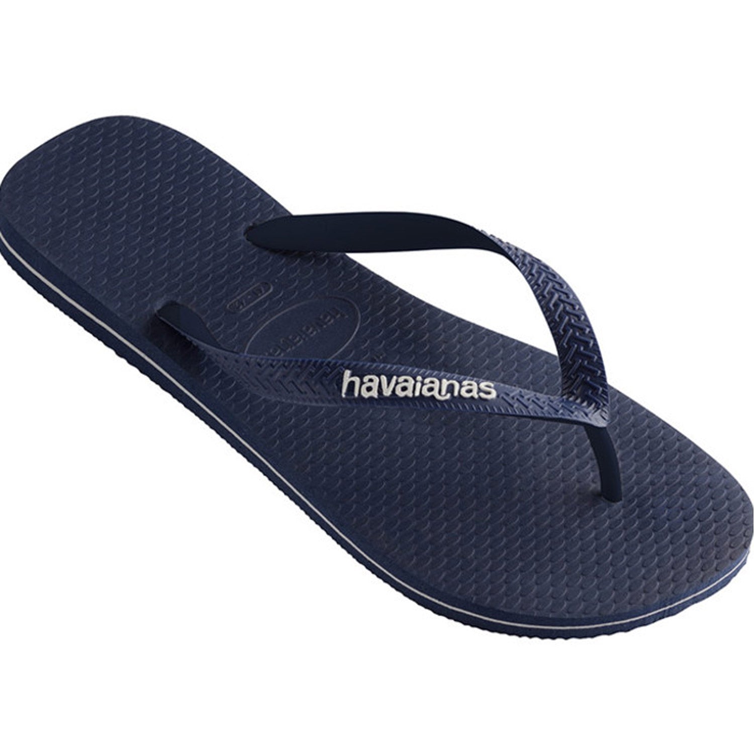 Rubber Logo Thongs Navy Blue White