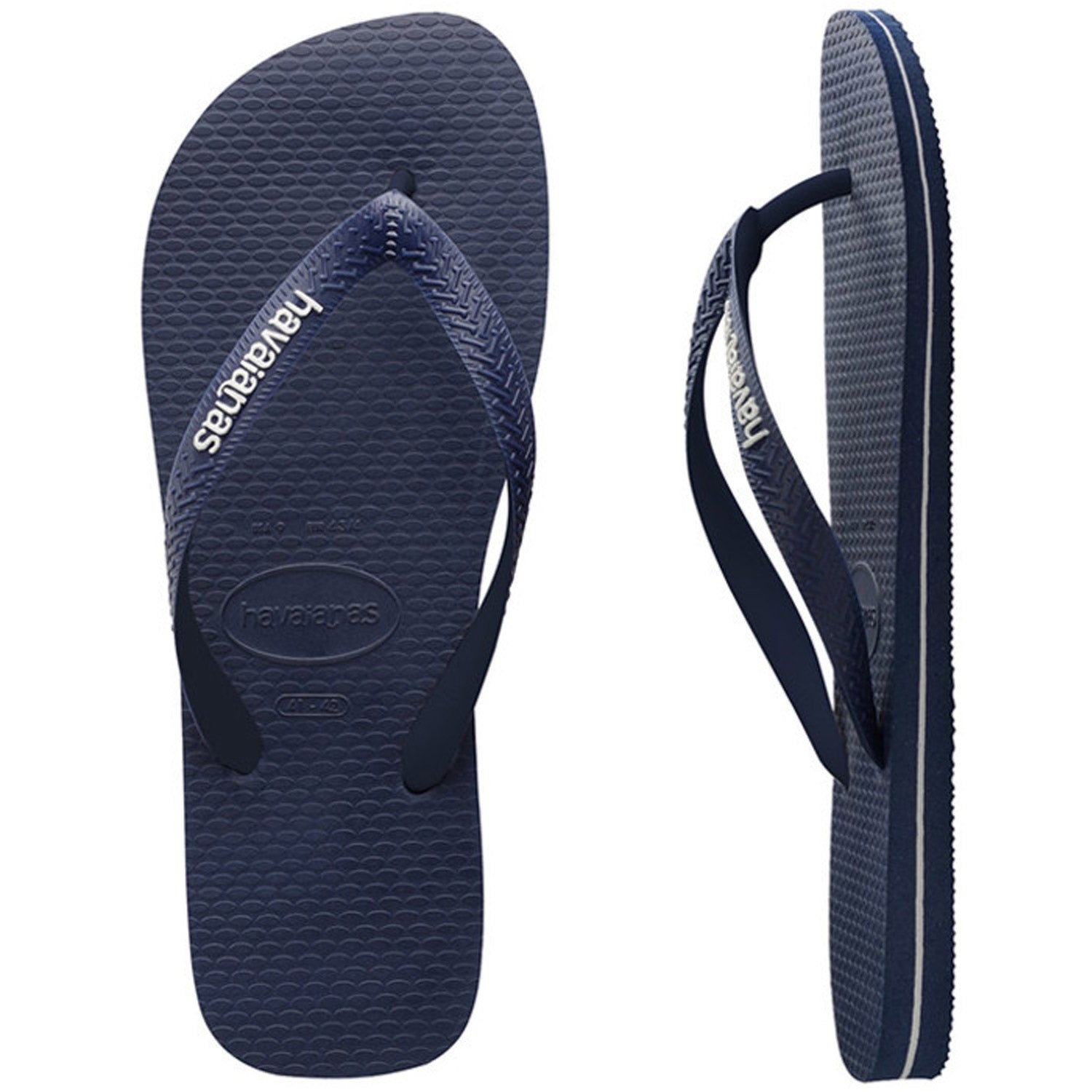 Rubber Logo Thongs Navy Blue White