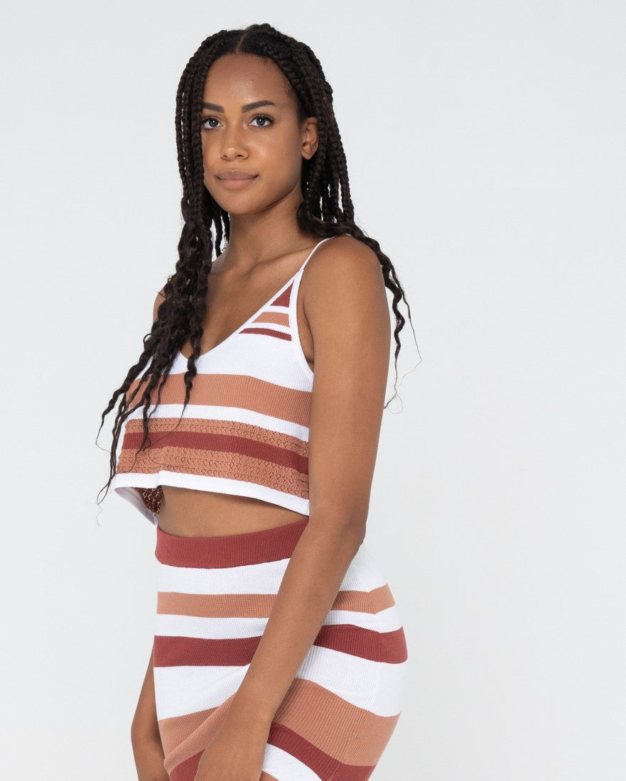Rusty Sandbar Knitted Crop Top COCOA BROWN