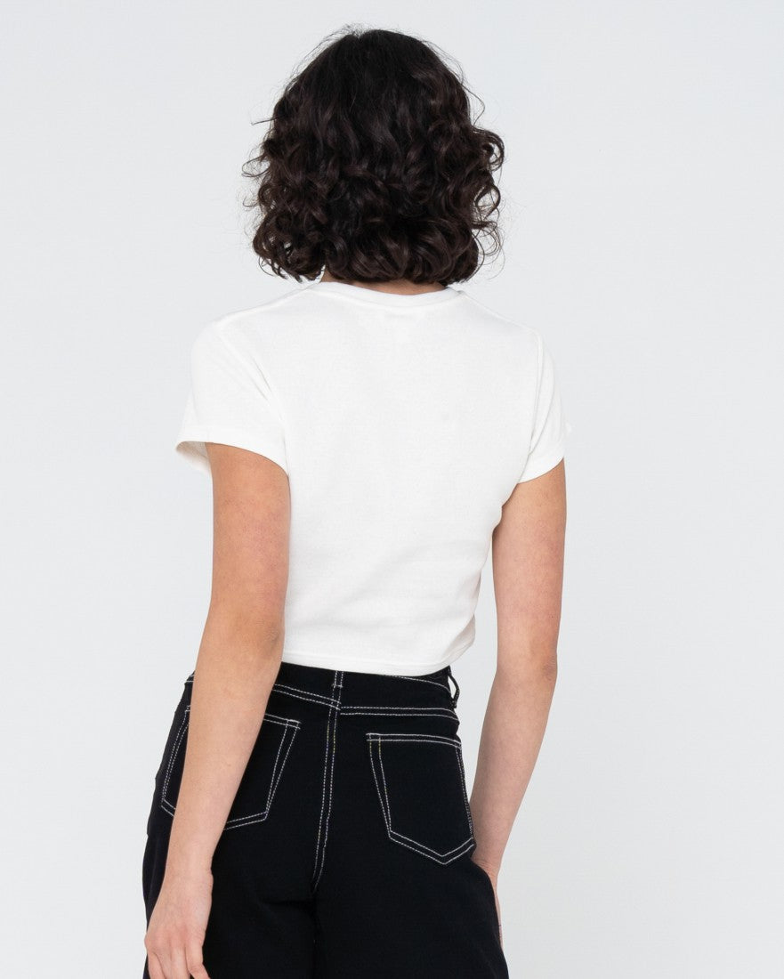 Rusty Slow Life Baby Fit Crop Tee WHITE