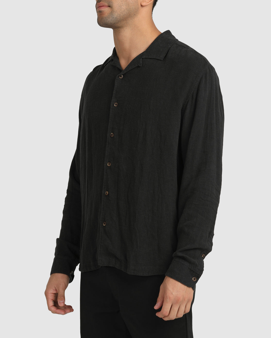RVCA Beat Long Sleeve Button-Down Shirt Black