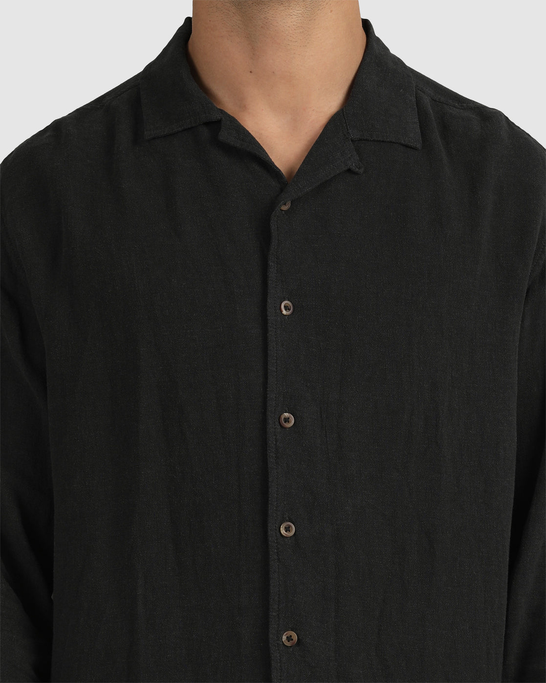 RVCA Beat Long Sleeve Button-Down Shirt Black