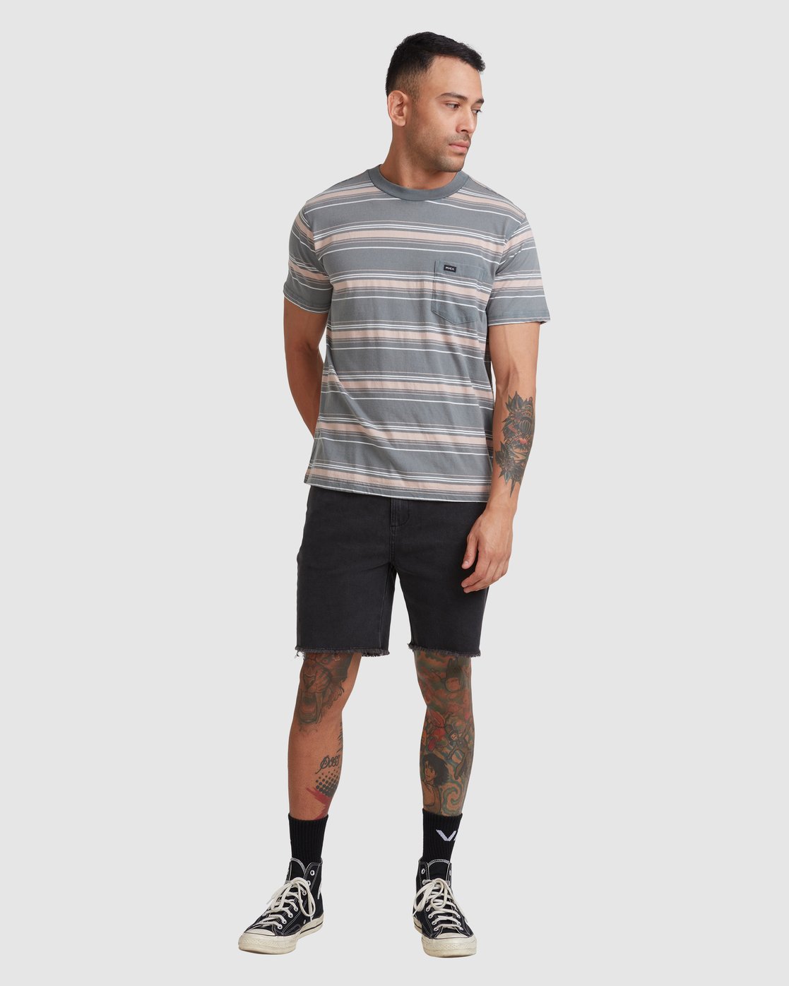 RVCA Bez Stripe Short Sleeve Tee Balsam green