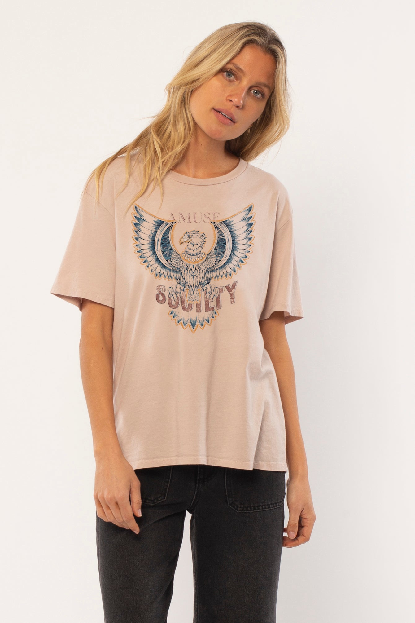 Amuse Society Pheonix Rising S/S Knit Tee Mushroom