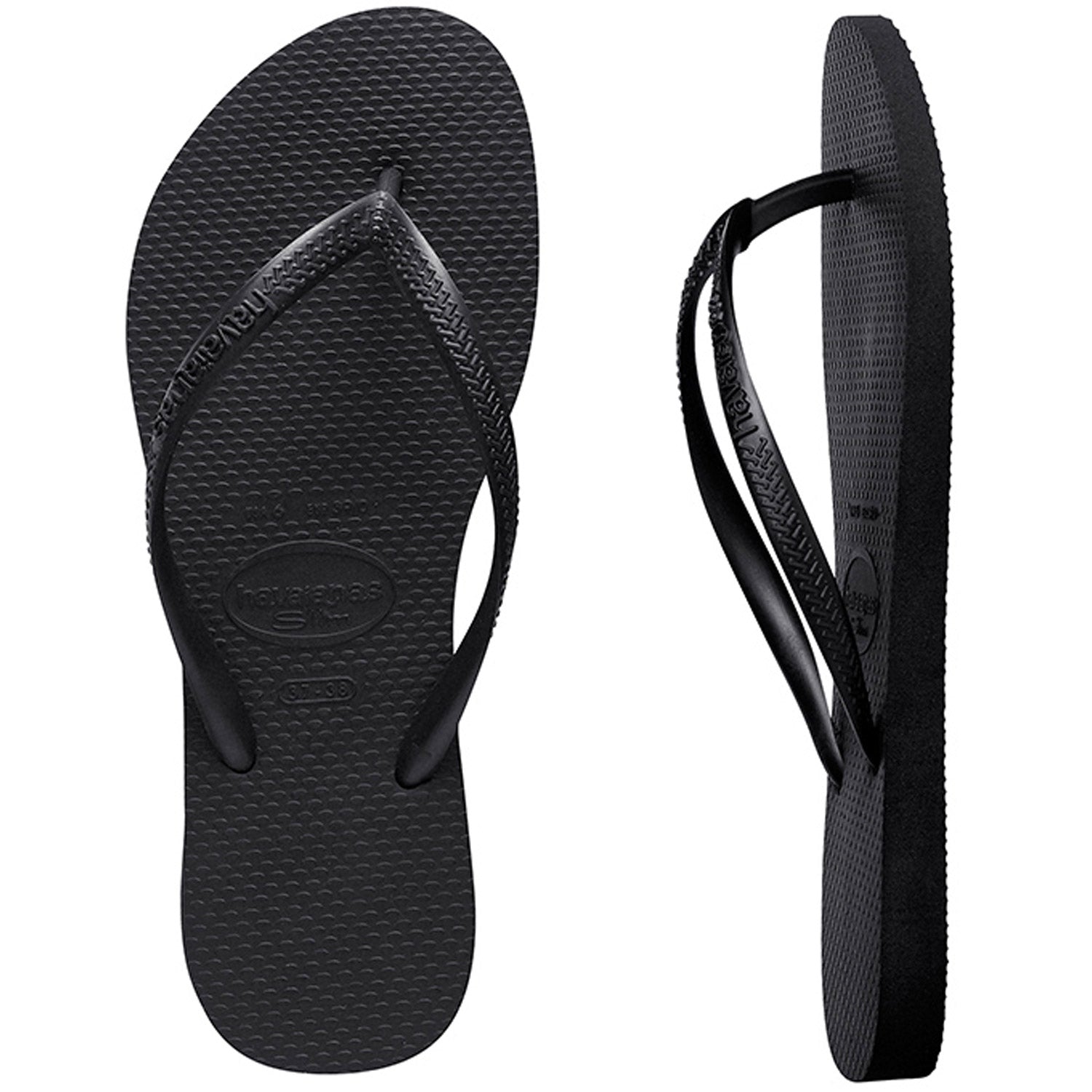 Slim Basic Thongs Black