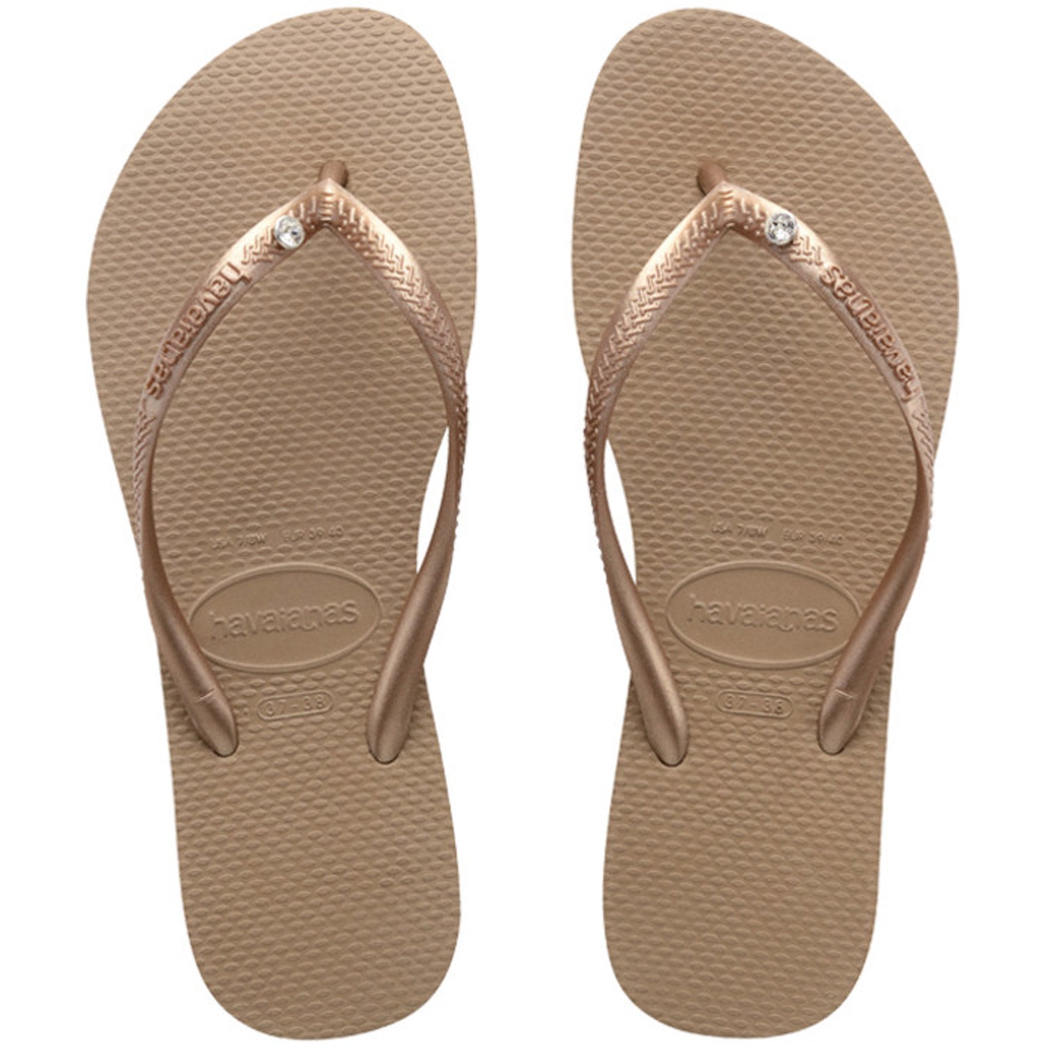 Slim Crystal Thongs Rose Gold