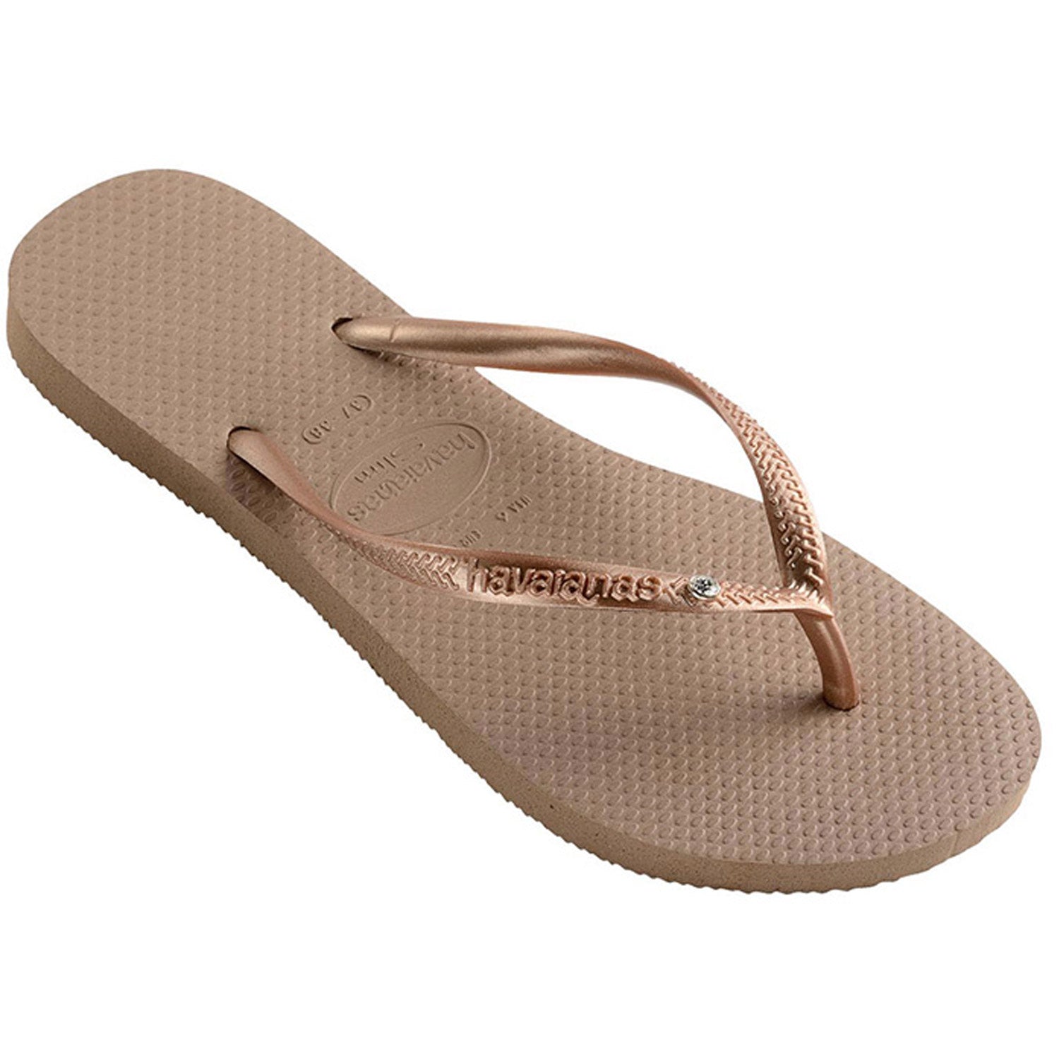 Slim Crystal Thongs Rose Gold