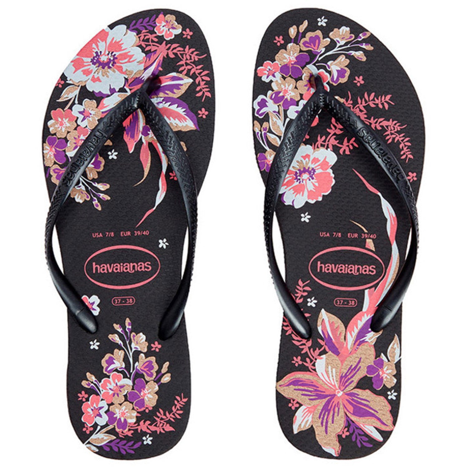 Slim Organic Thongs Black Pink