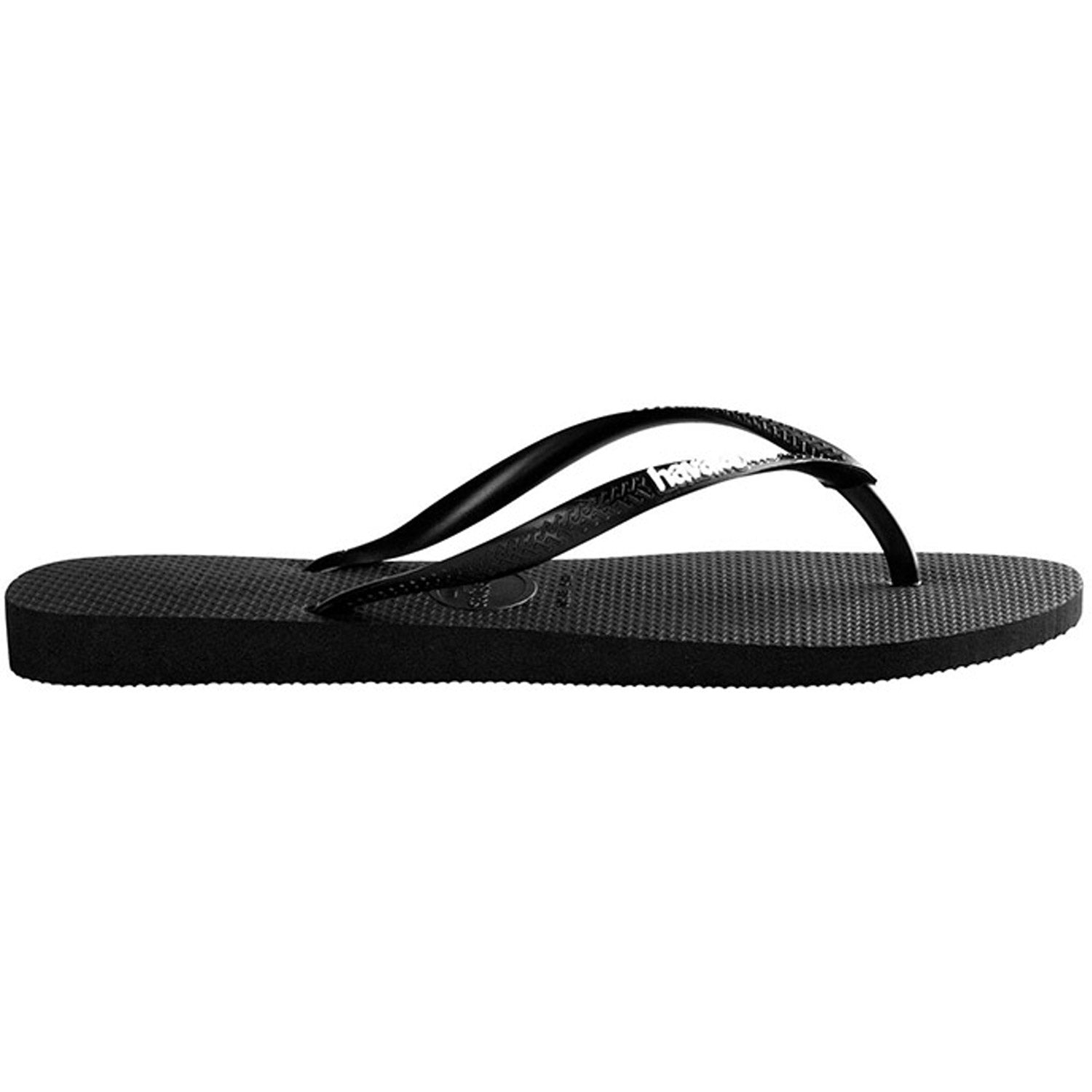 Slim Rubber Logo Thongs Black White