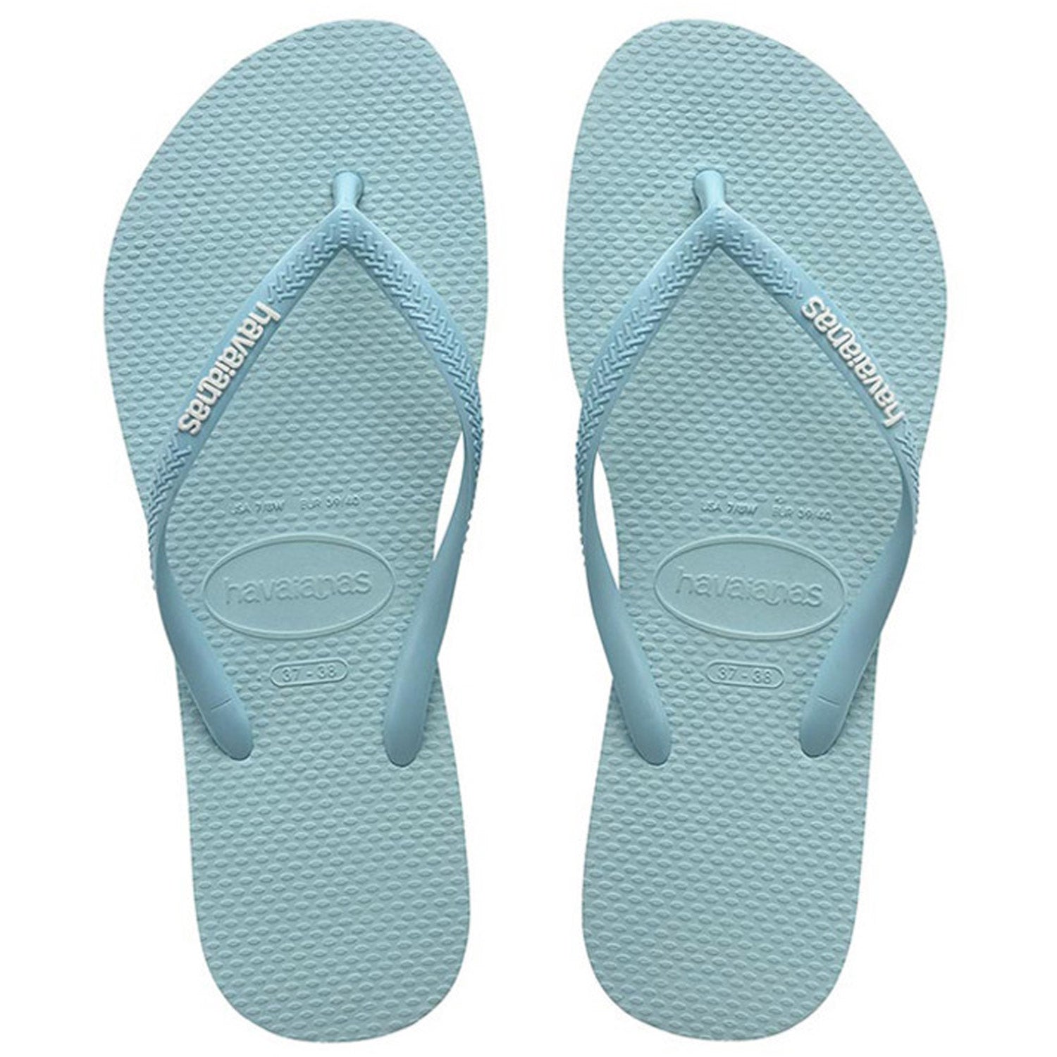 Slim Rubber Logo Thongs Sky Blue