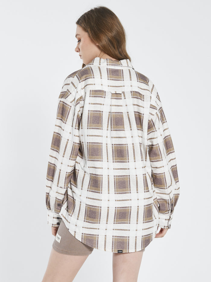 Thrills Fire Rose Oversized Flannel Shirt Plum