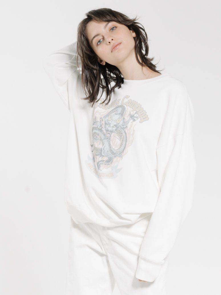 Thrills Revival Slouch Crew - Dirty White Dirty white