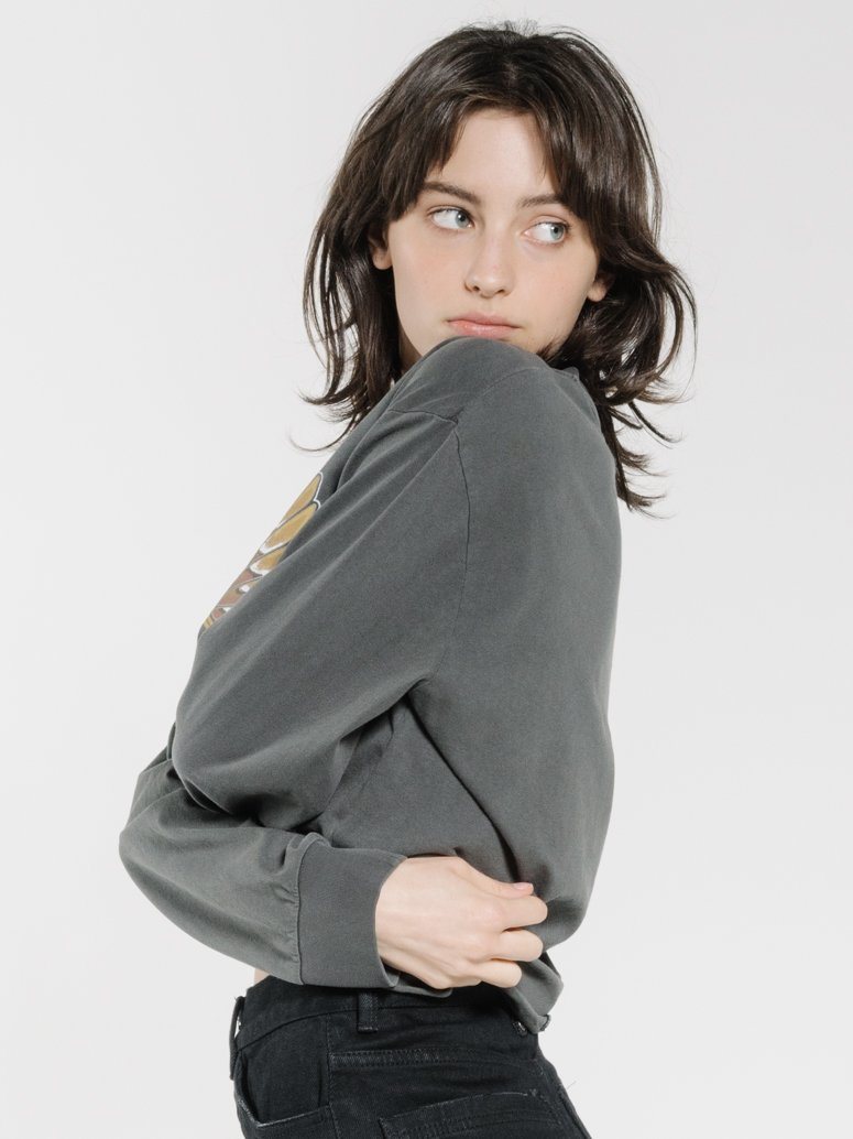 Thrills Wings of Steel Merch Crop LS Tee - Merch Black Merch black