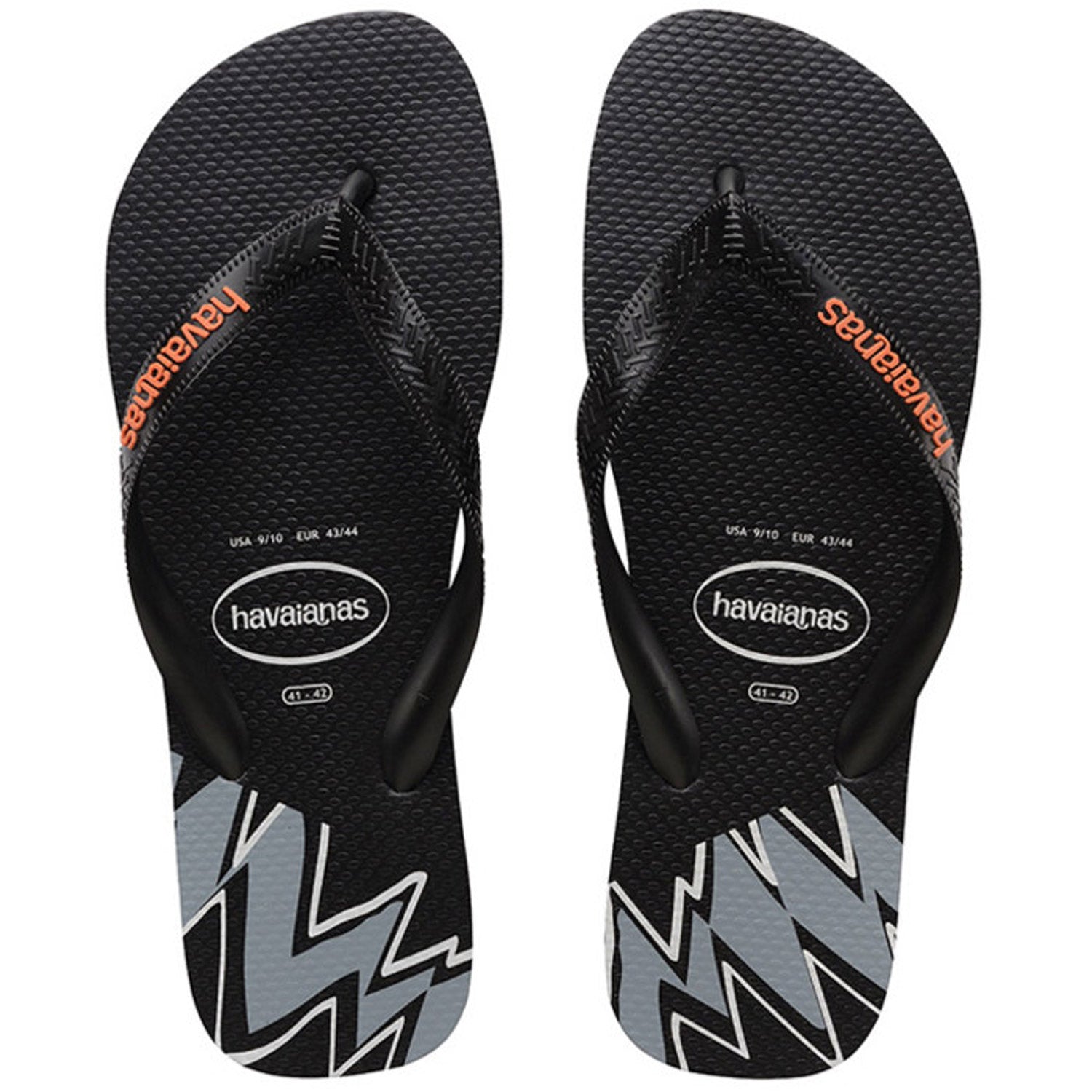 Top Print Splice Thongs Black Begonia Orange