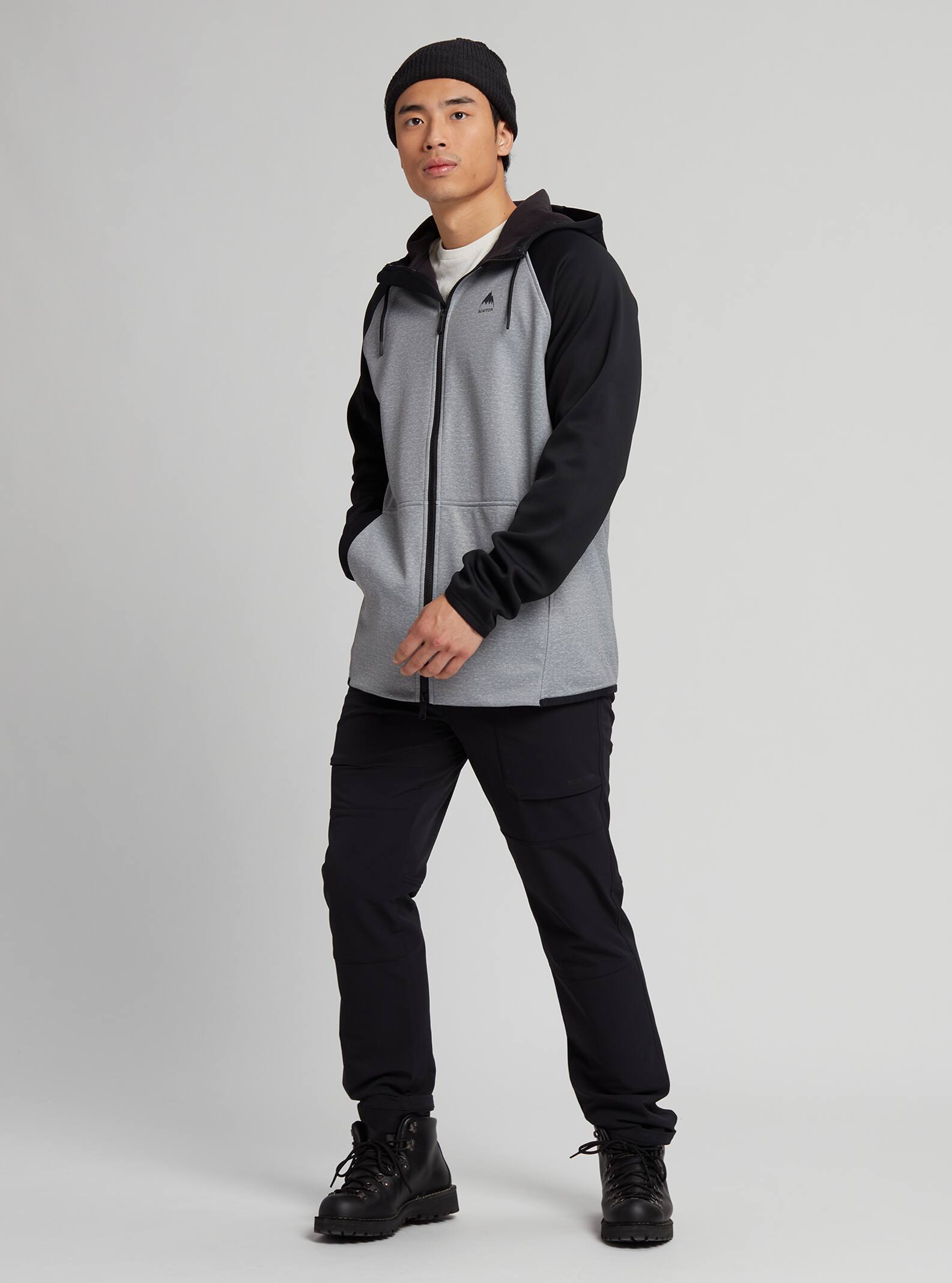 Burton Men's Burton Crown Weatherproof Full-Zip Fleece Gray Heather/True Black
