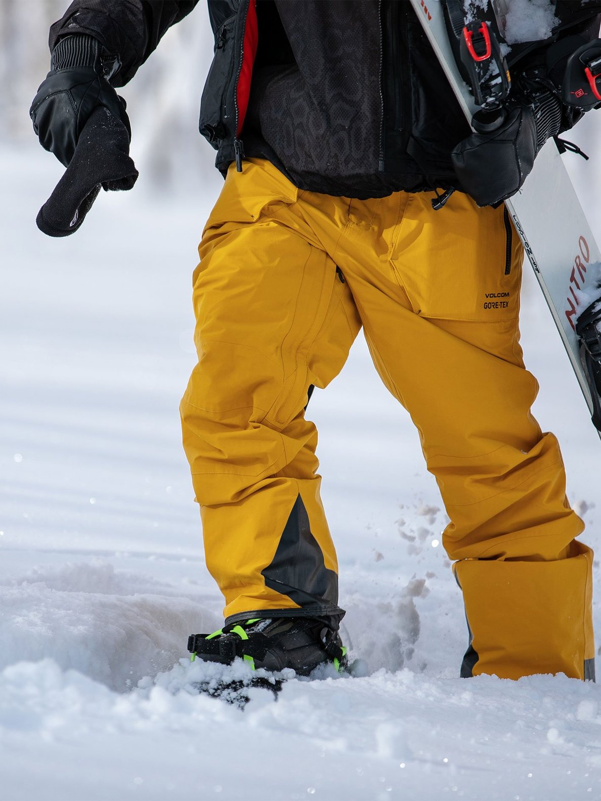 Volcom Mens Rain Gore Bib Overall- Black Resin gold