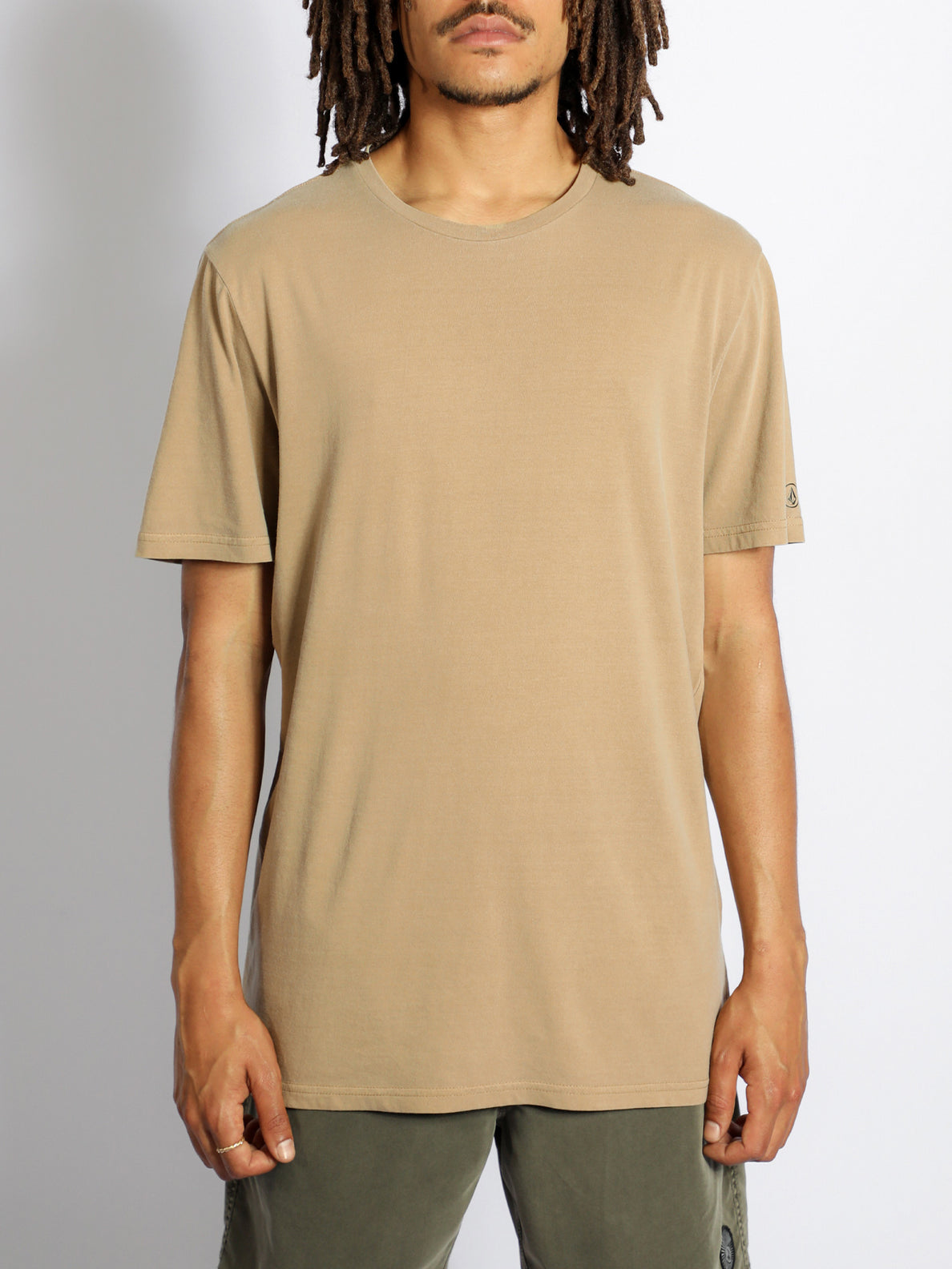 Volcom Wash Solid Short Sleeve Tee Dark Khaki