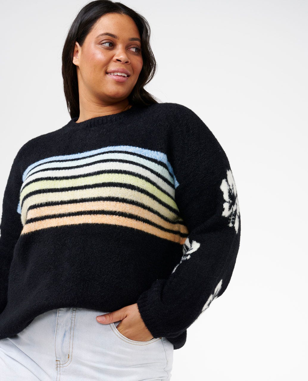 High Tide Hibiscus Stripe Crew